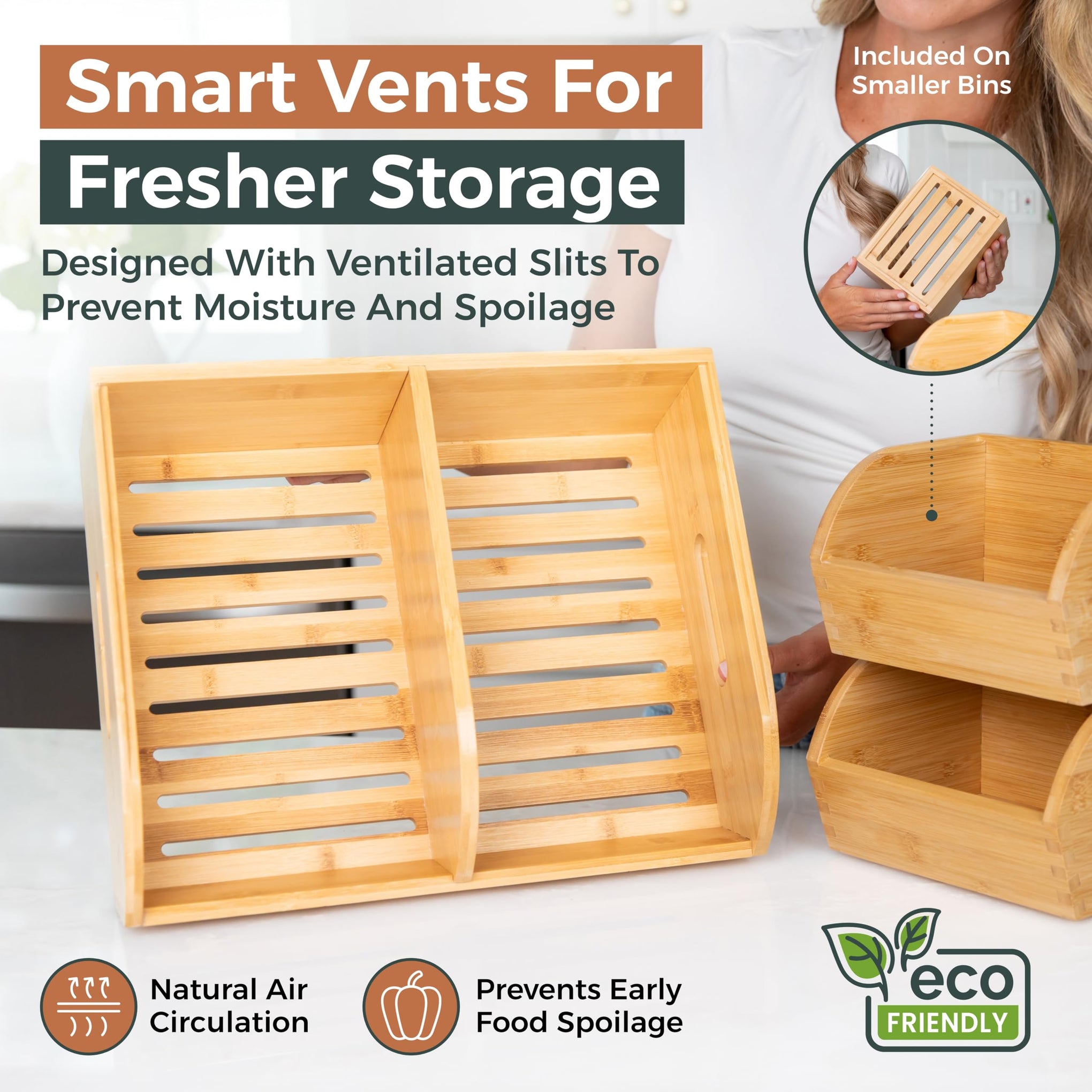 Potato and Onion Storage Bin for Pantry and Kitchen Counter (3 Count)