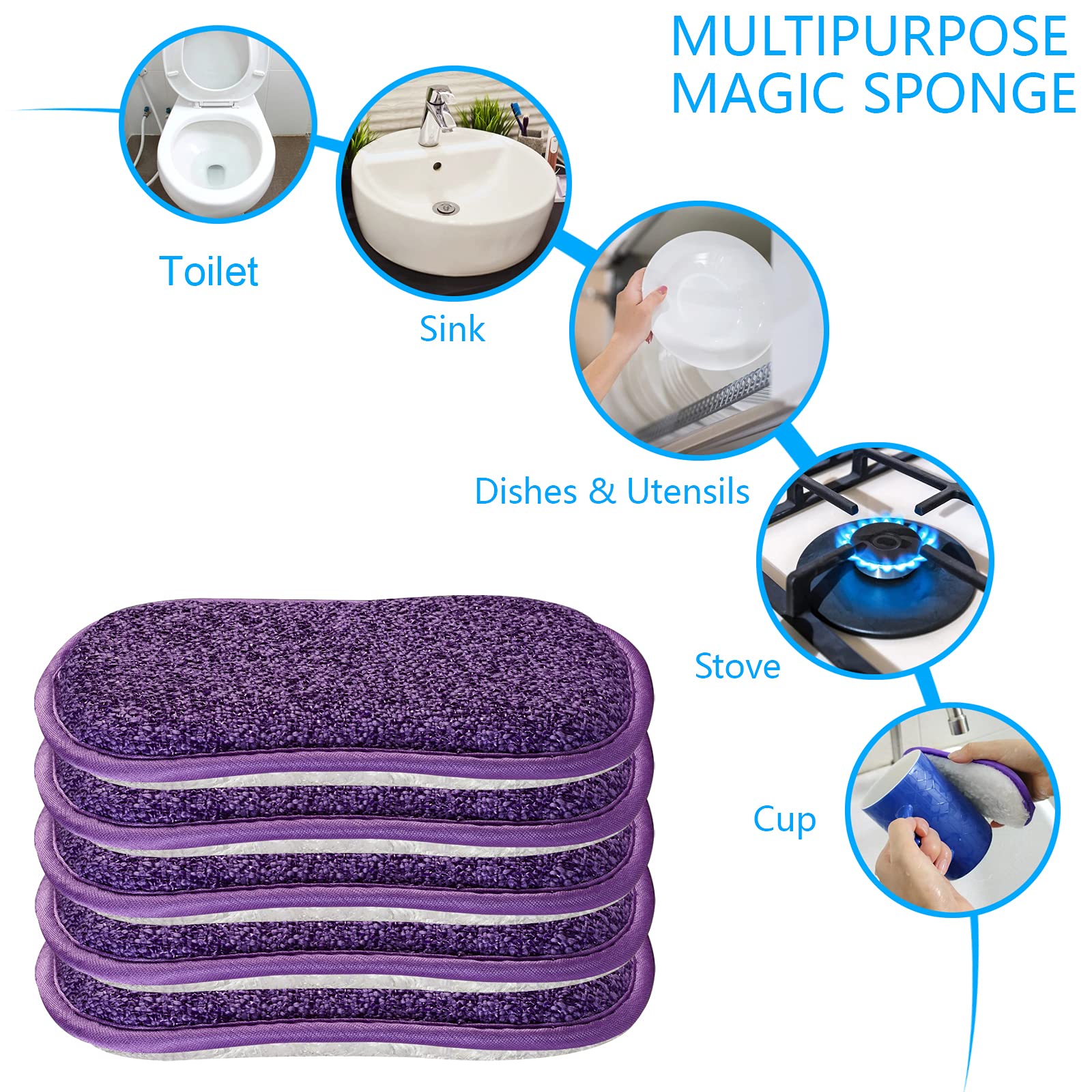 Kitchen Dish Sponge Scrubber Non Scratch (5 Count)