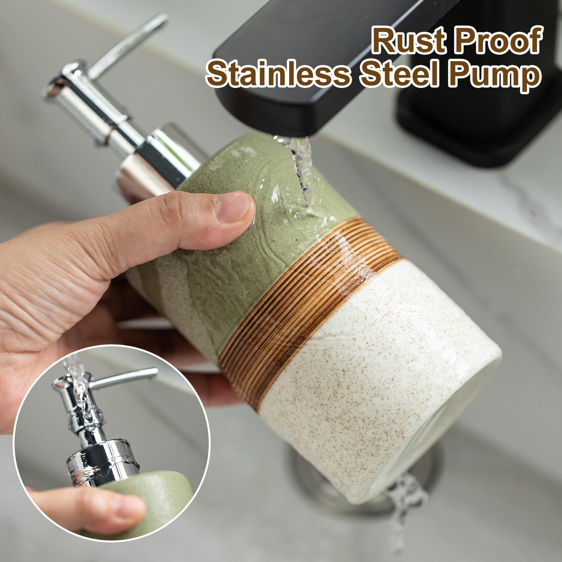 Ceramic Dish Soap Dispenser for Bathroom Shower Hand Soap Dispenser