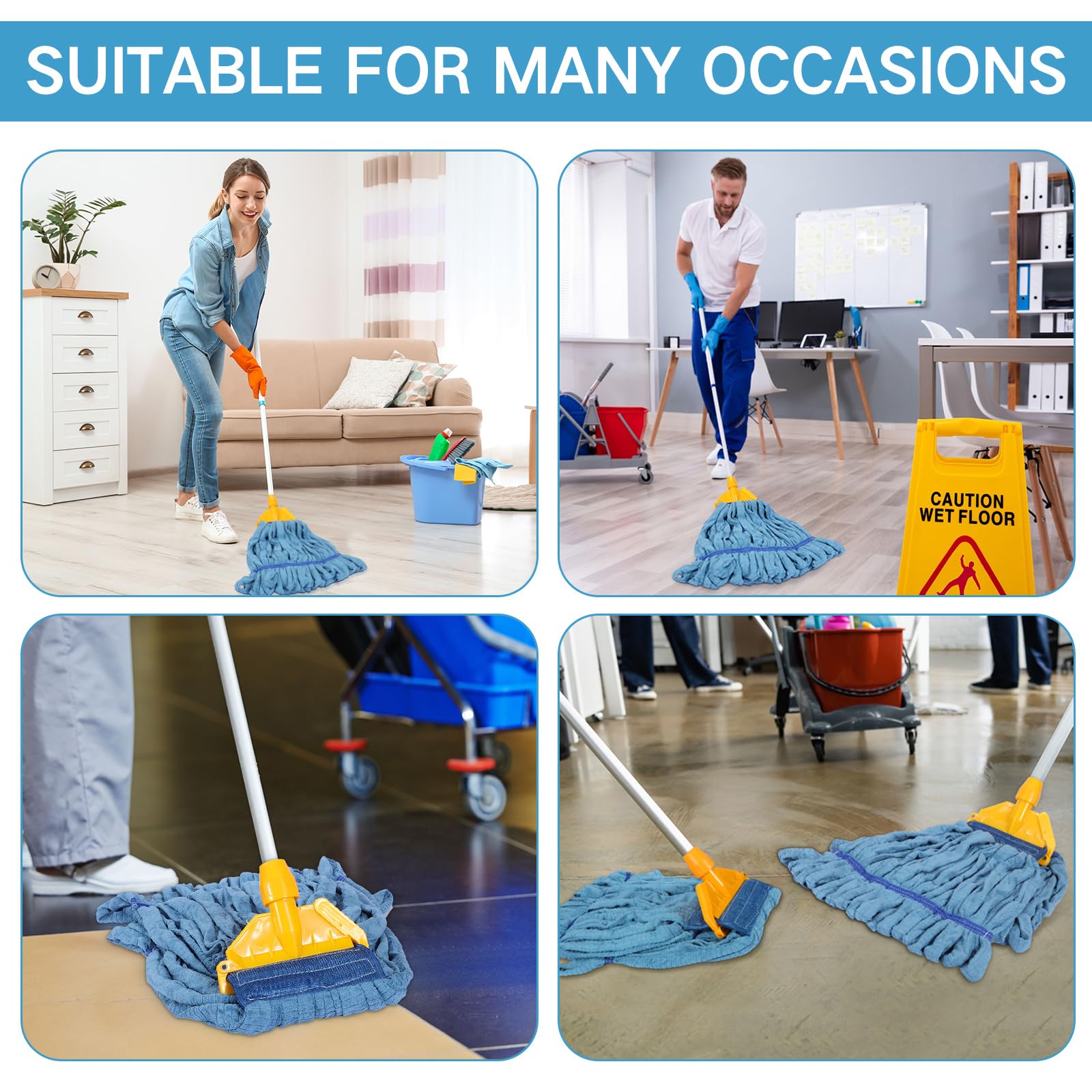 4 Pcs Microfiber Commercial Mop Head Replacement Tube Industrial Looped End Mop Heads Refill for Floor Cleaning for Home Commercial Industrial Use