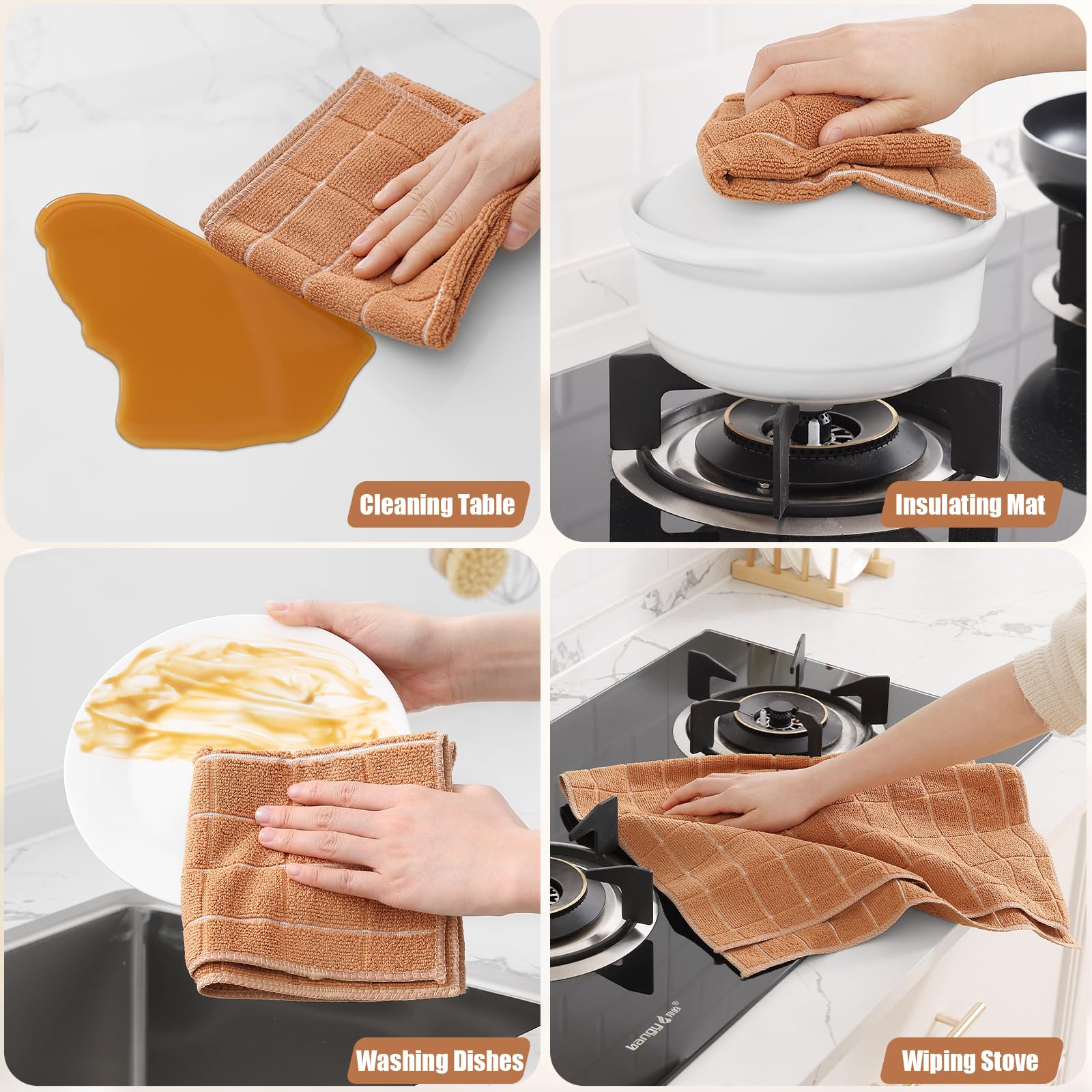 Microfiber Kitchen Towels and Dishcloths Sets (12 Count)