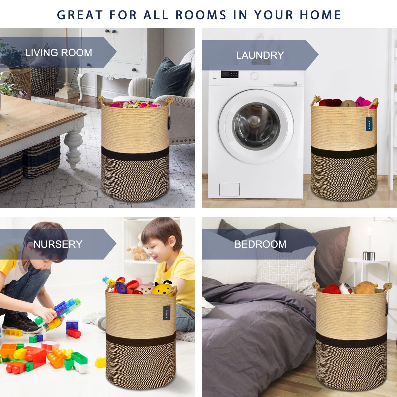 Tall Woven Blanket & Laundry Basket