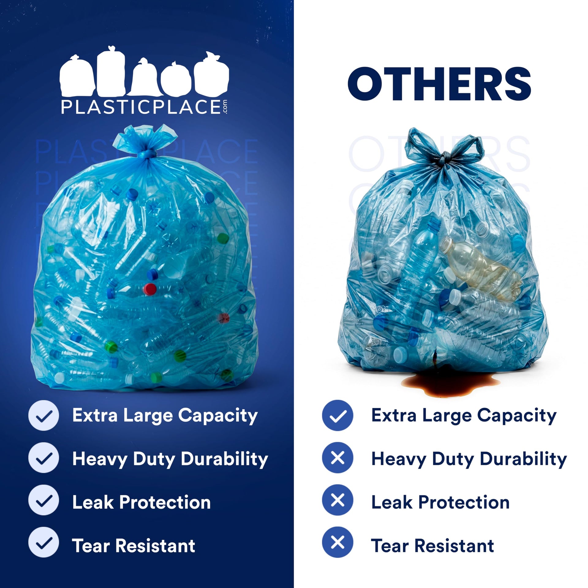 Blue Recyling Bags 38x55 55 Gallon 100 (100 Count)