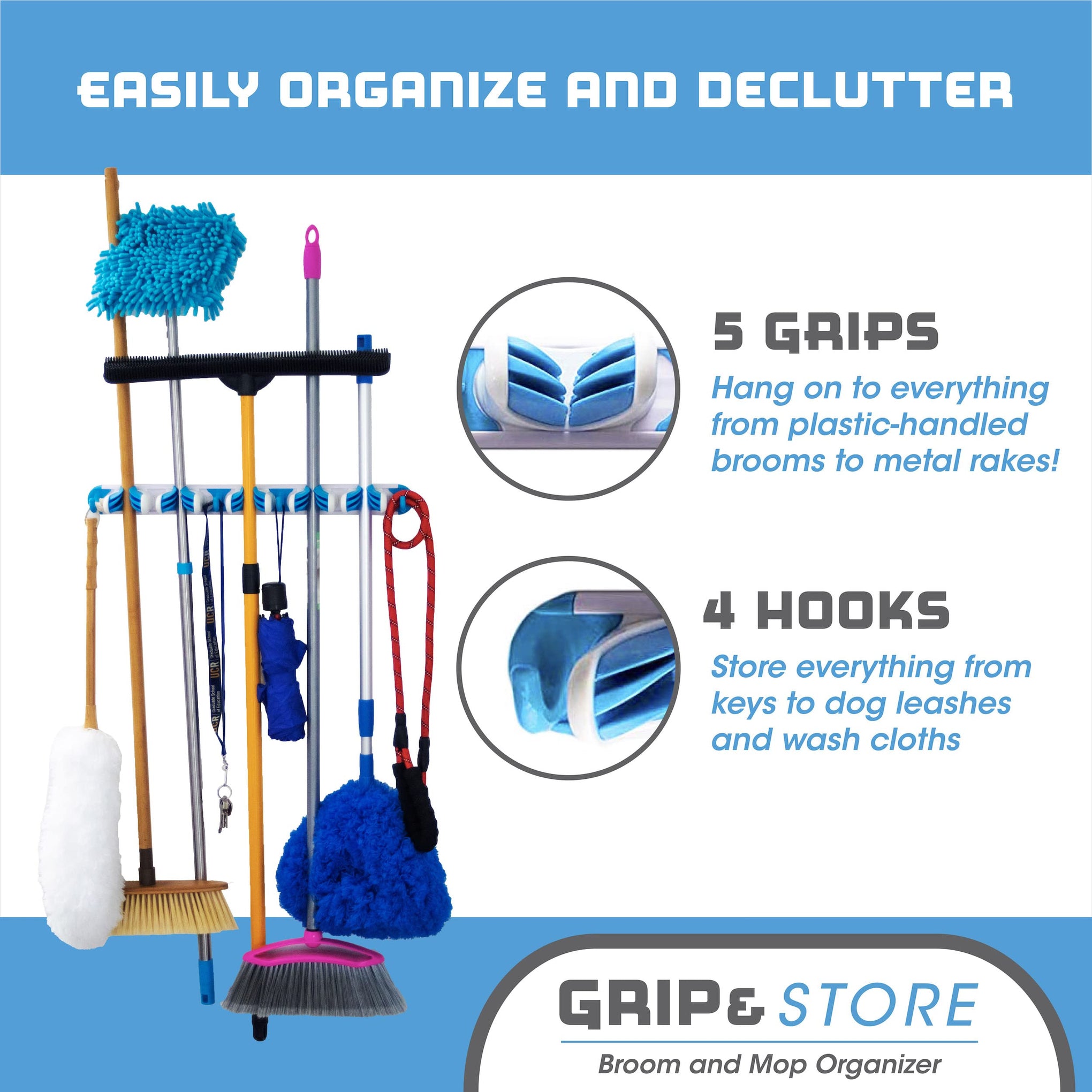 Grip & Store Broom Holder 5 Position