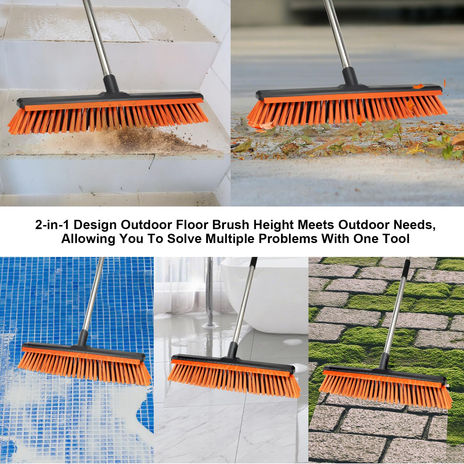 18" Push Broom Outdoor with Rubber Squeegee