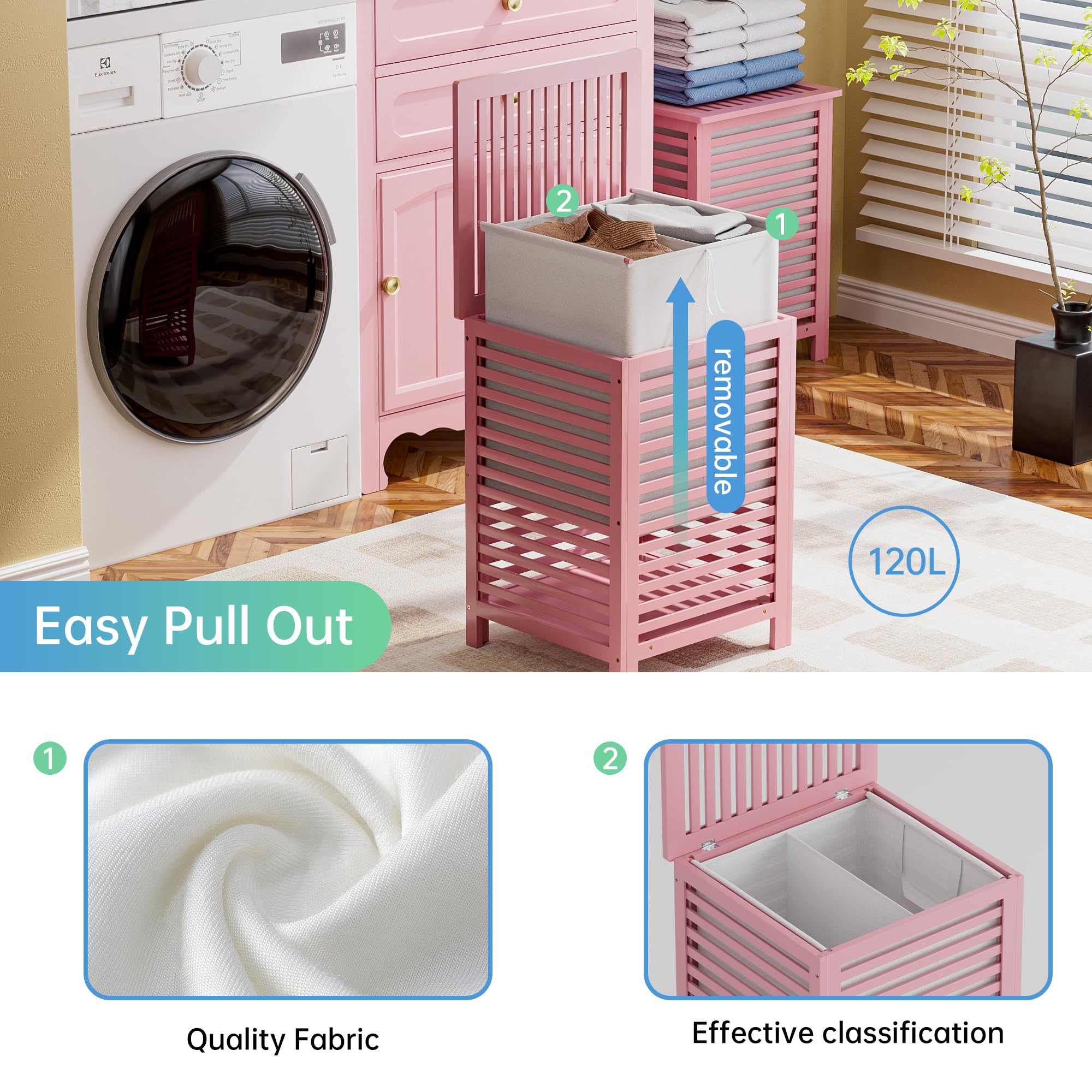Double Laundry Hamper with Lid