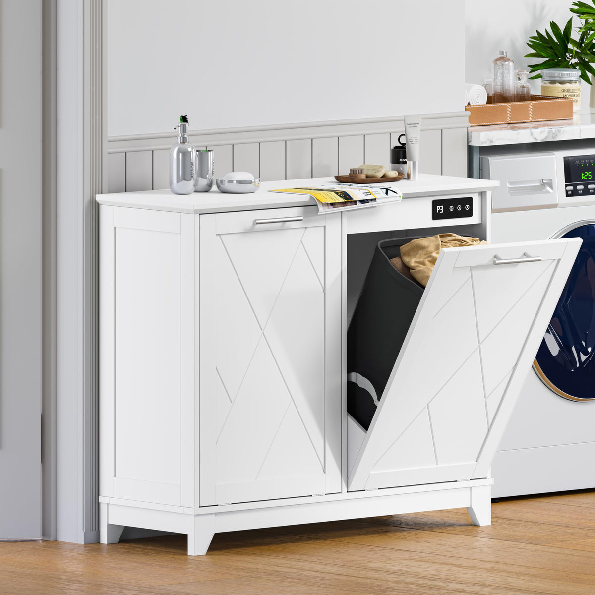 Tilt Out Trash Can Cabinet for 2 Bins