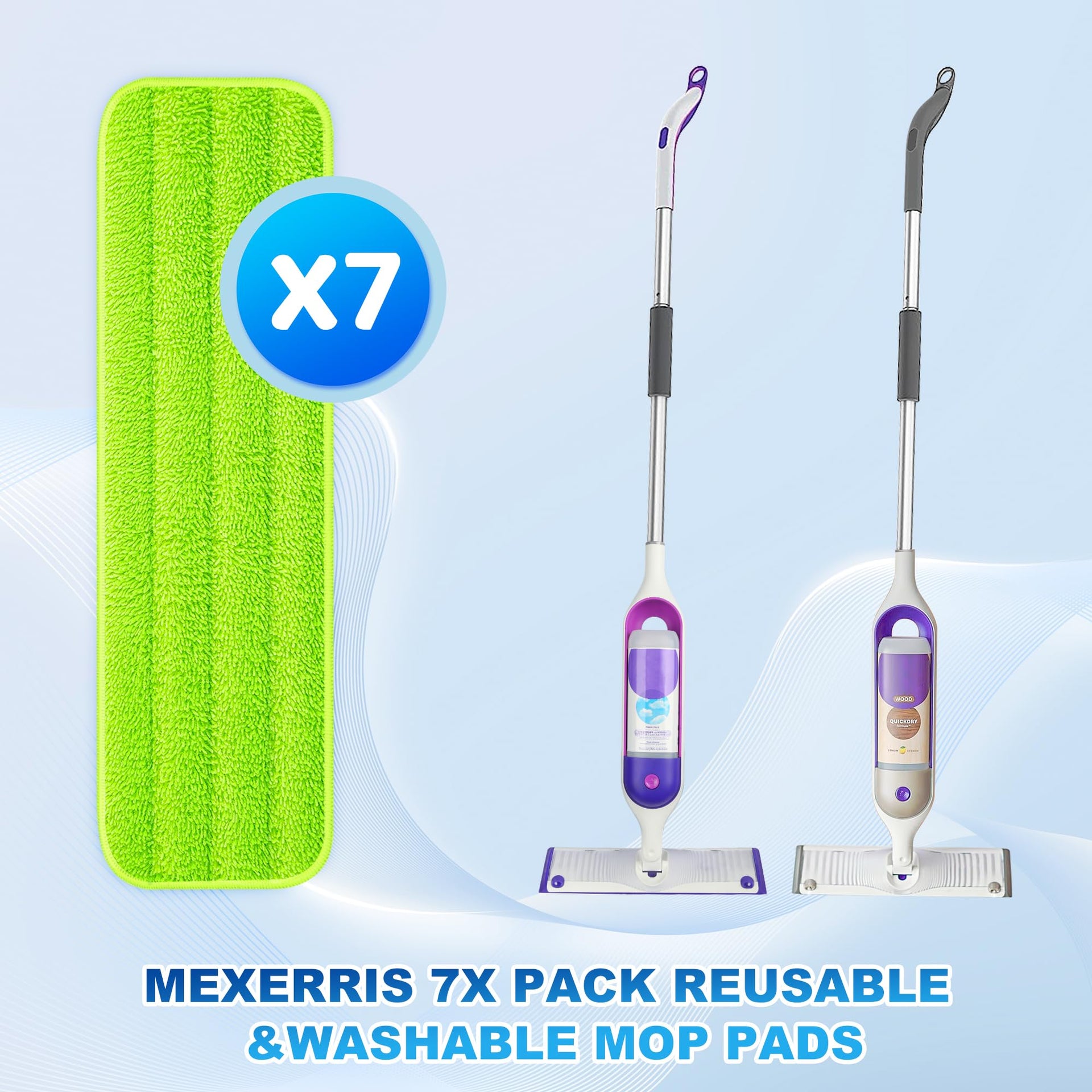 7 Pack Washable Microfiber Mop Pads for Swiffer PowerMop (7 Count)