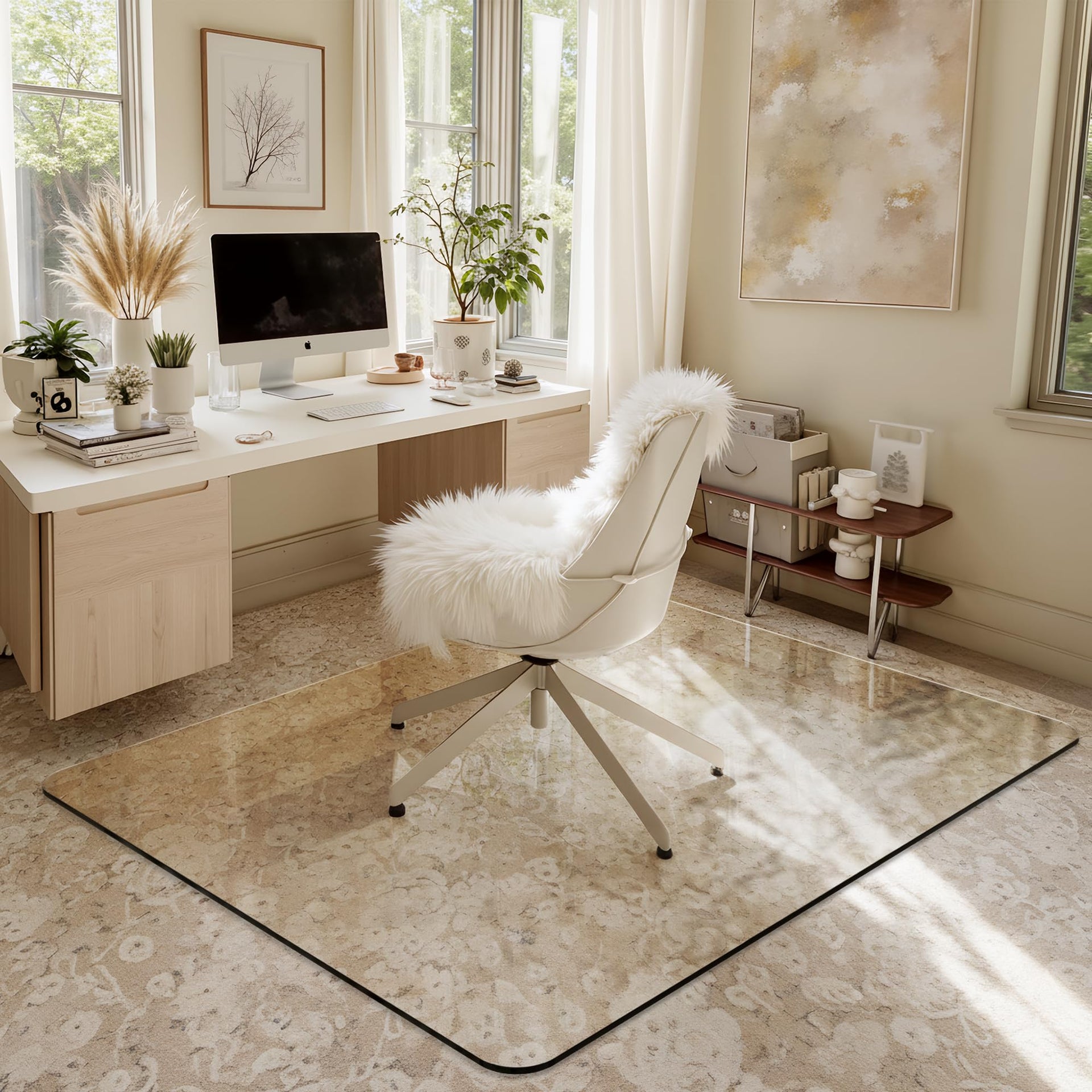 46"x55" Tempered Glass Chair Mat for Carpet & Hardwood Floors