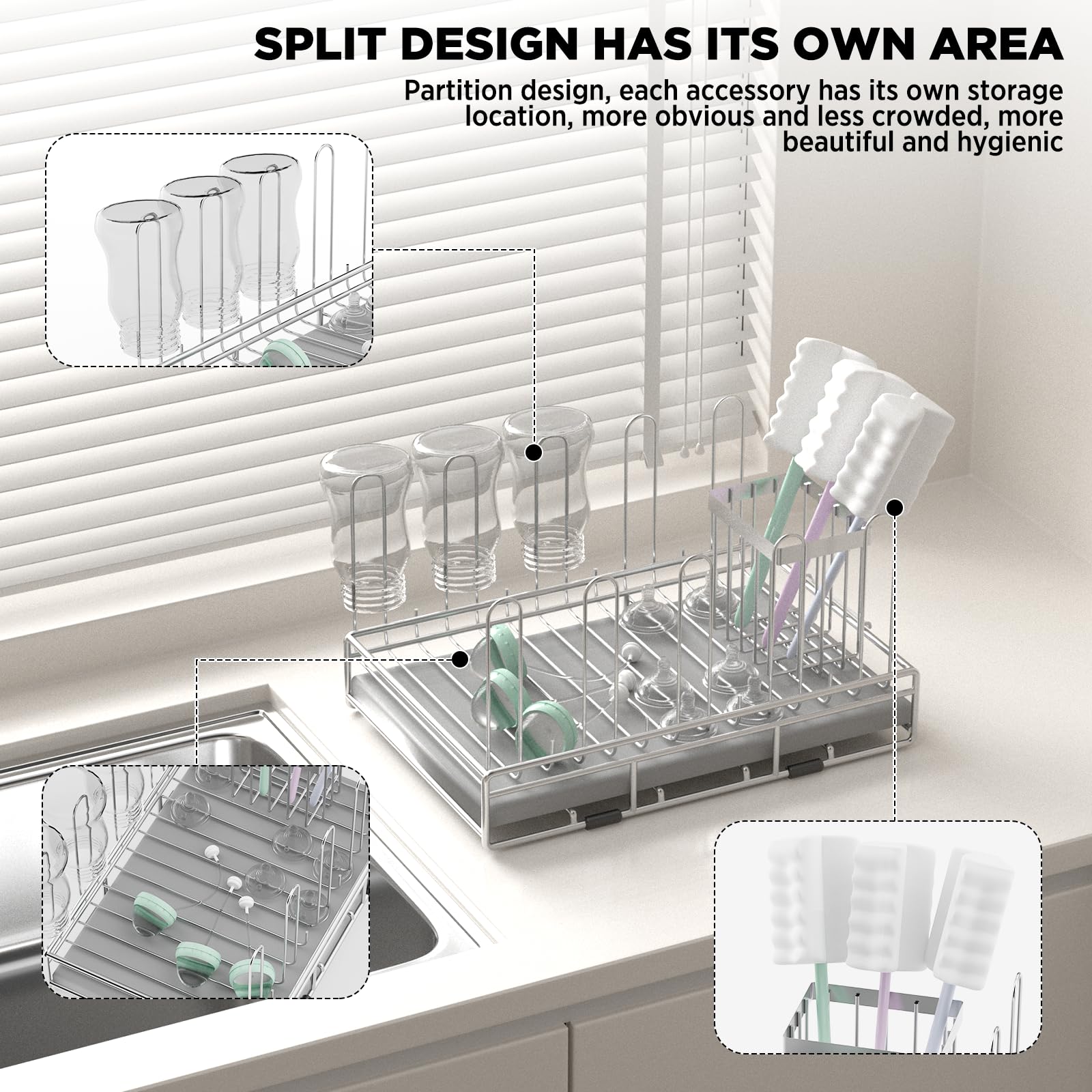 Baby Bottle Drying Rack Organizer Stainless Steel