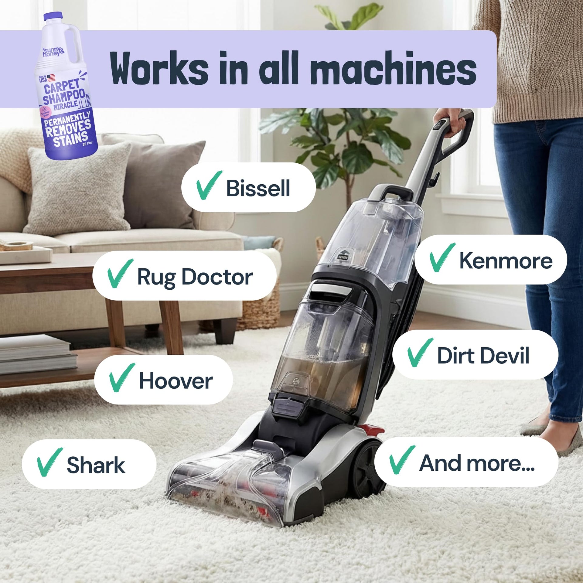 Carpet Cleaner Shampoo Solution for Machines (32 Fl Oz) - ModHome Supplies