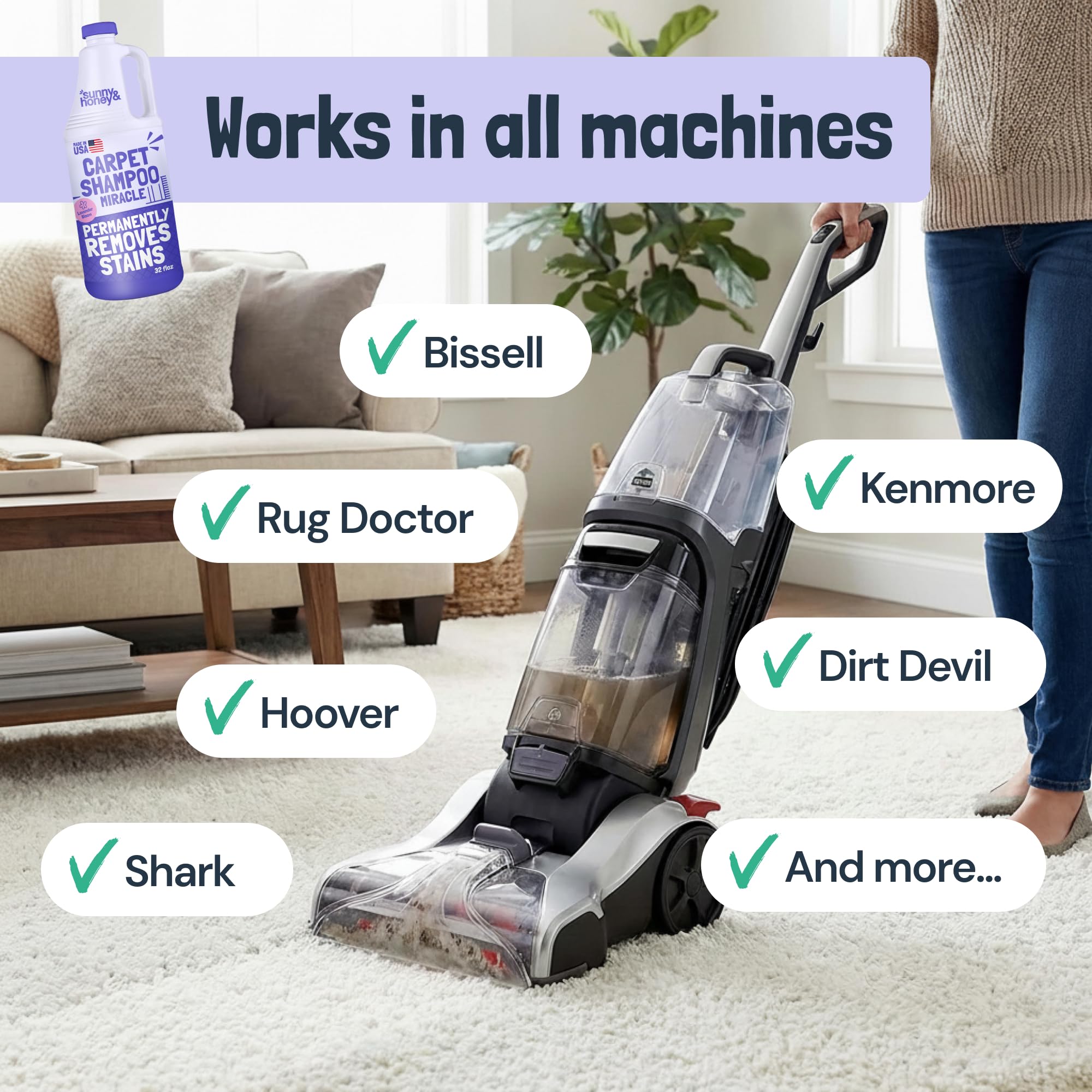 Carpet Cleaner Shampoo Solution for Machines (32 Fl Oz) - ModHome Supplies
