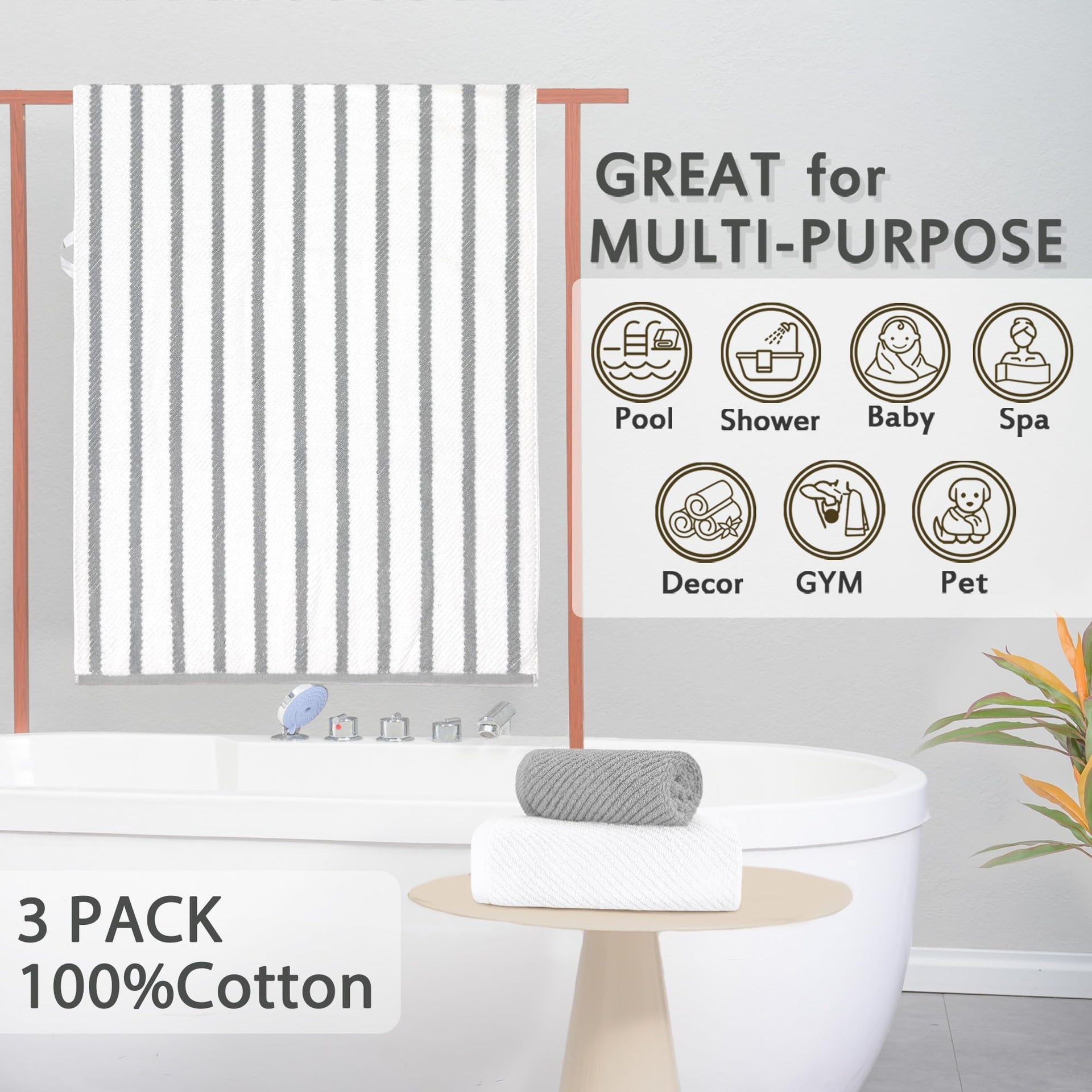 Stripe 3PC Towel Set (3 Count)
