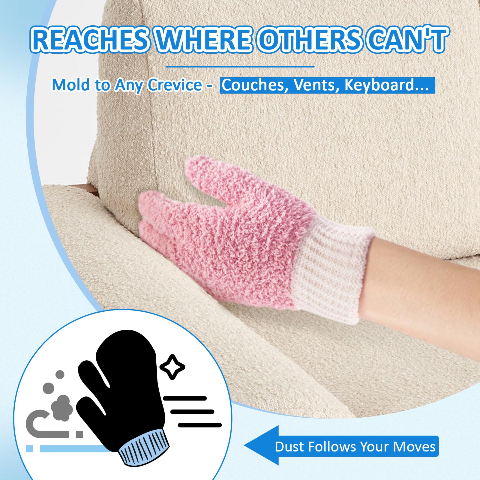 Microfiber Dusting Gloves House Cleaning Glove for Blinds (4 Count)