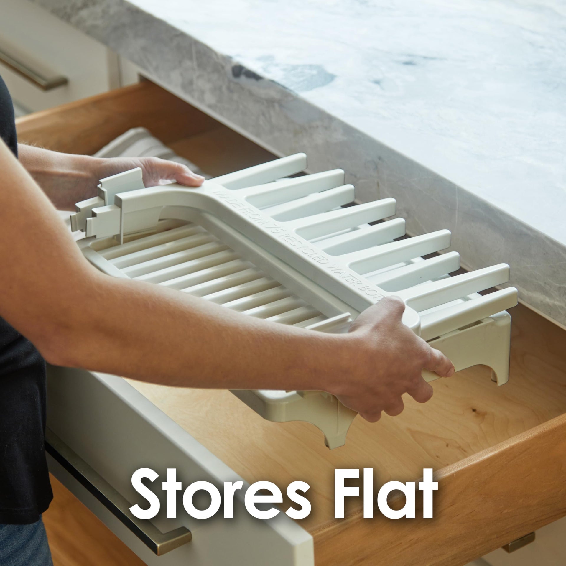 Gray Space Saving Drying Rack from 100% Recycled Bottles