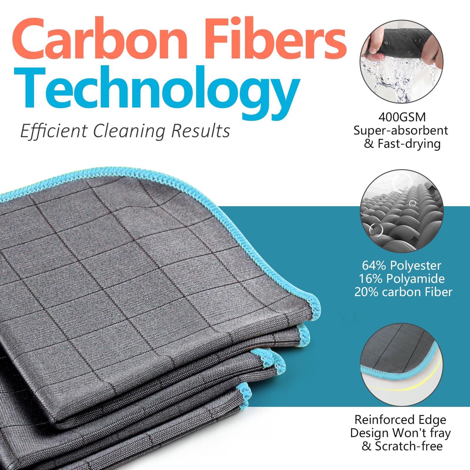 Microfiber Towels Cars Wash Drying Cleaning Cloth (3 Count)