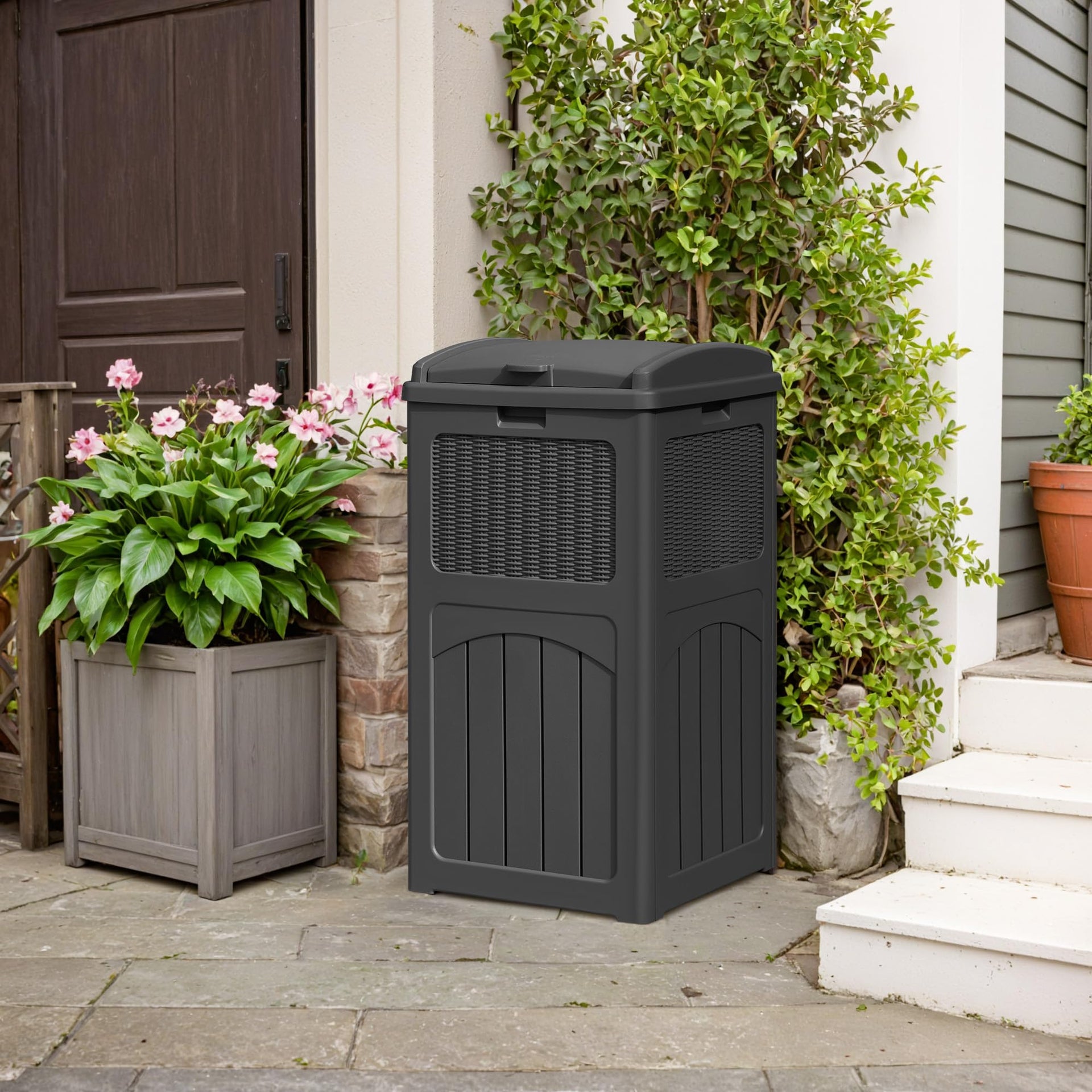 4 Pack Outdoor Trash Can with Lid