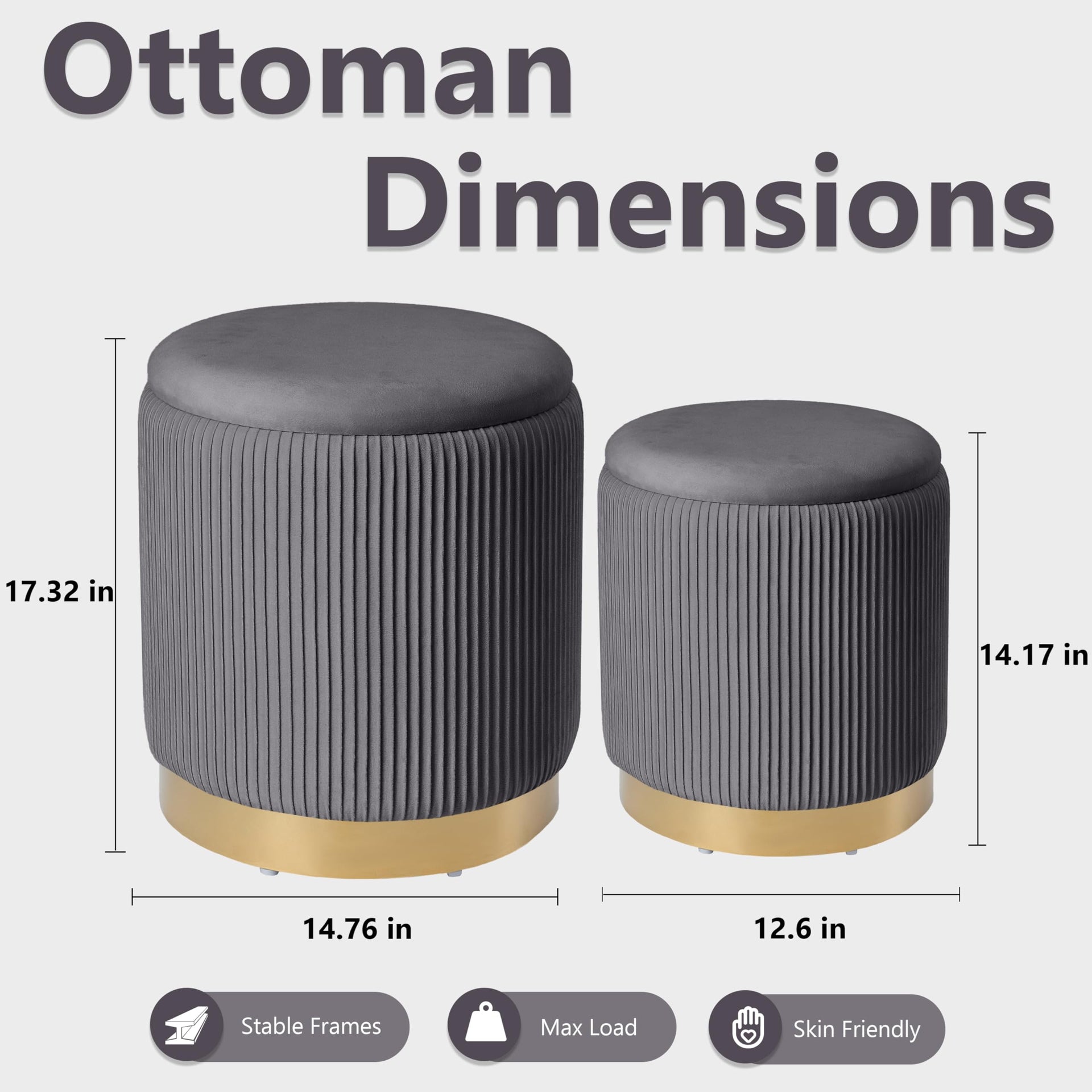 Round Ottoman with Storage Set of 2 (2 Count)