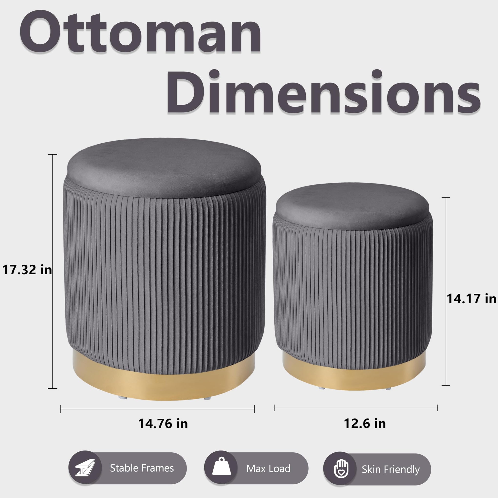 Round Ottoman with Storage Set of 2 (2 Count)