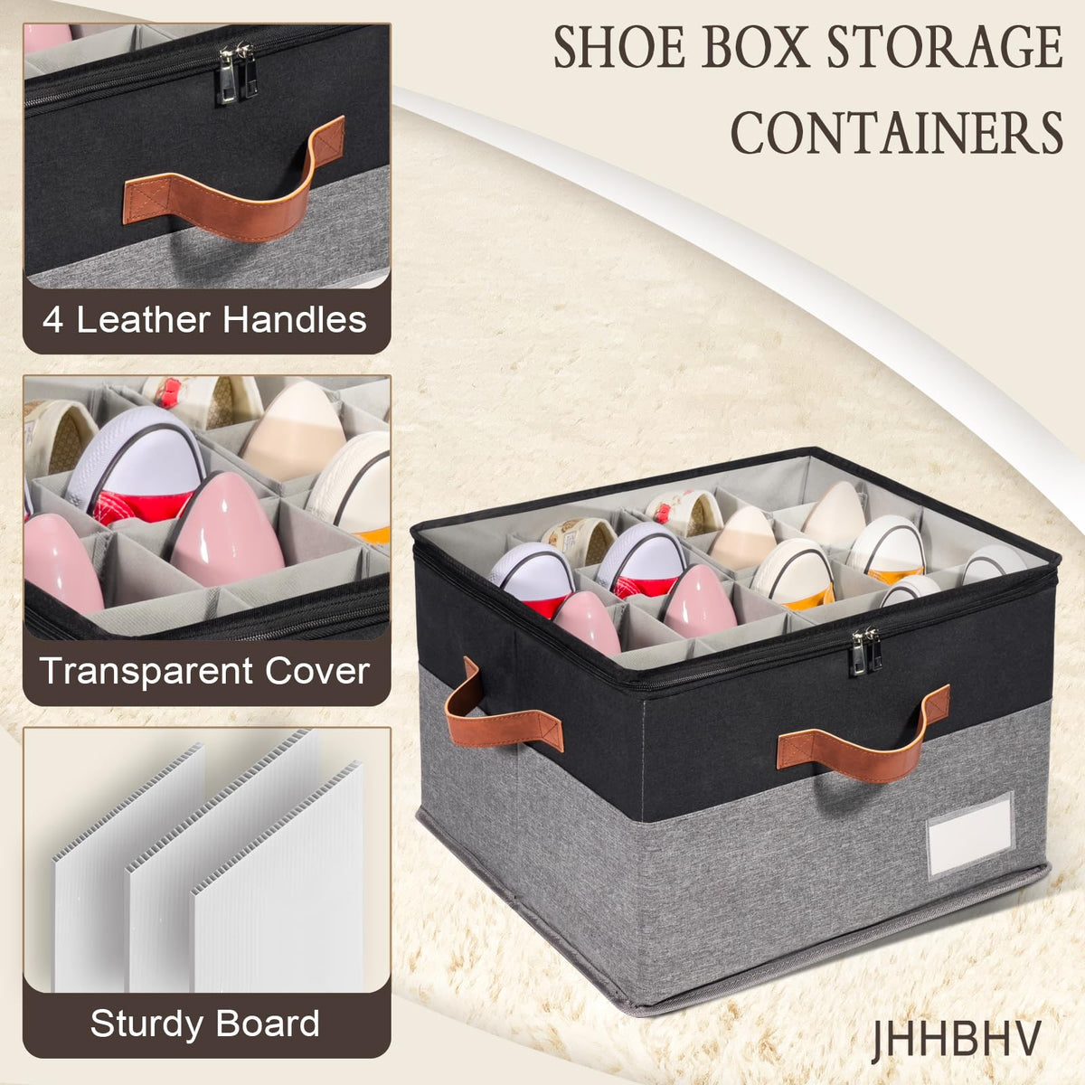 1 Pack Shoe Organizer for Closet with Adjustable Divider Shoe Storage Box