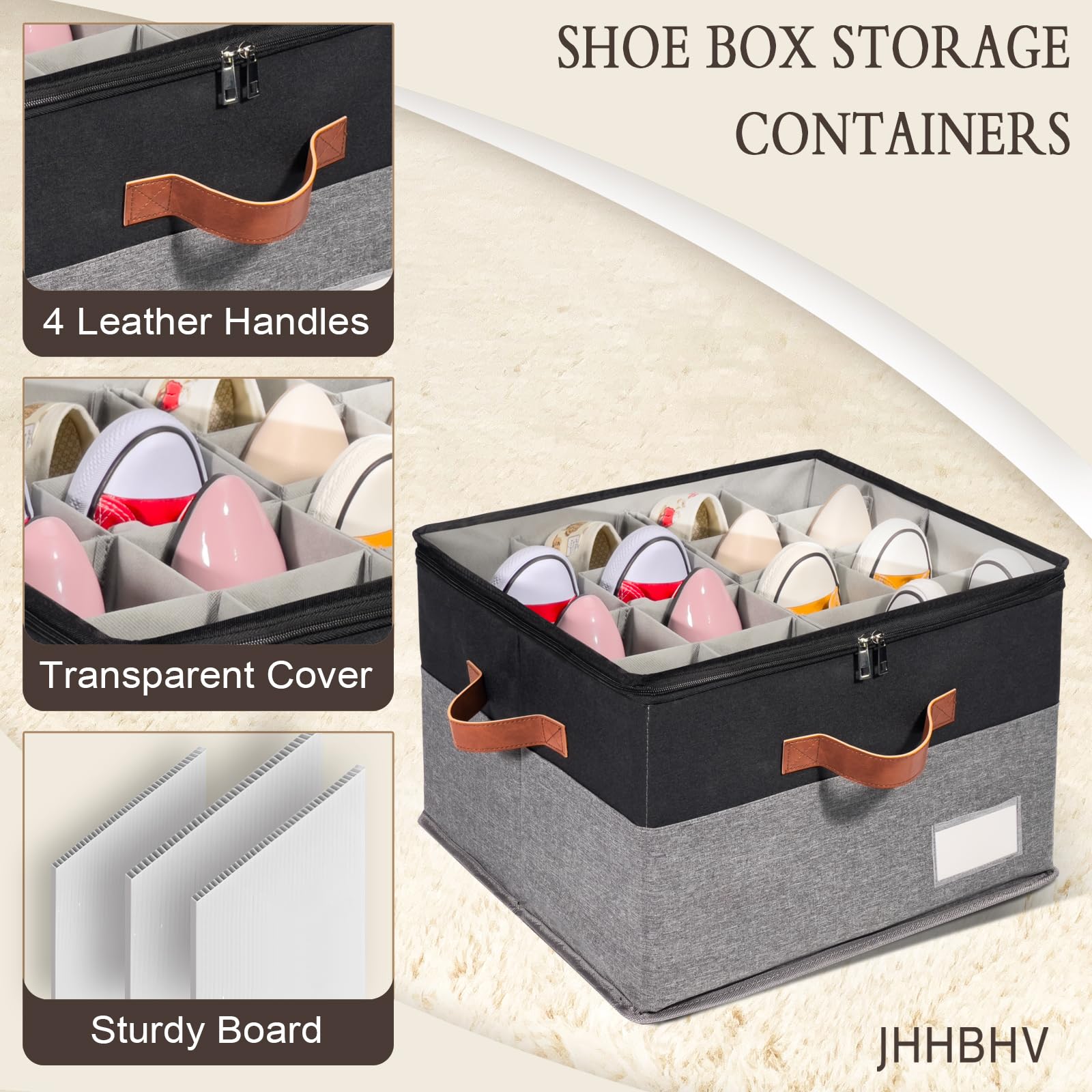 1 Pack Shoe Organizer for Closet with Adjustable Divider Shoe Storage Box