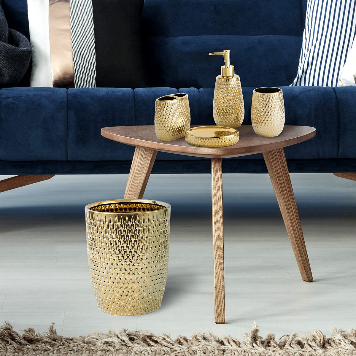 Modern Golden Small Trash Can Wastebasket