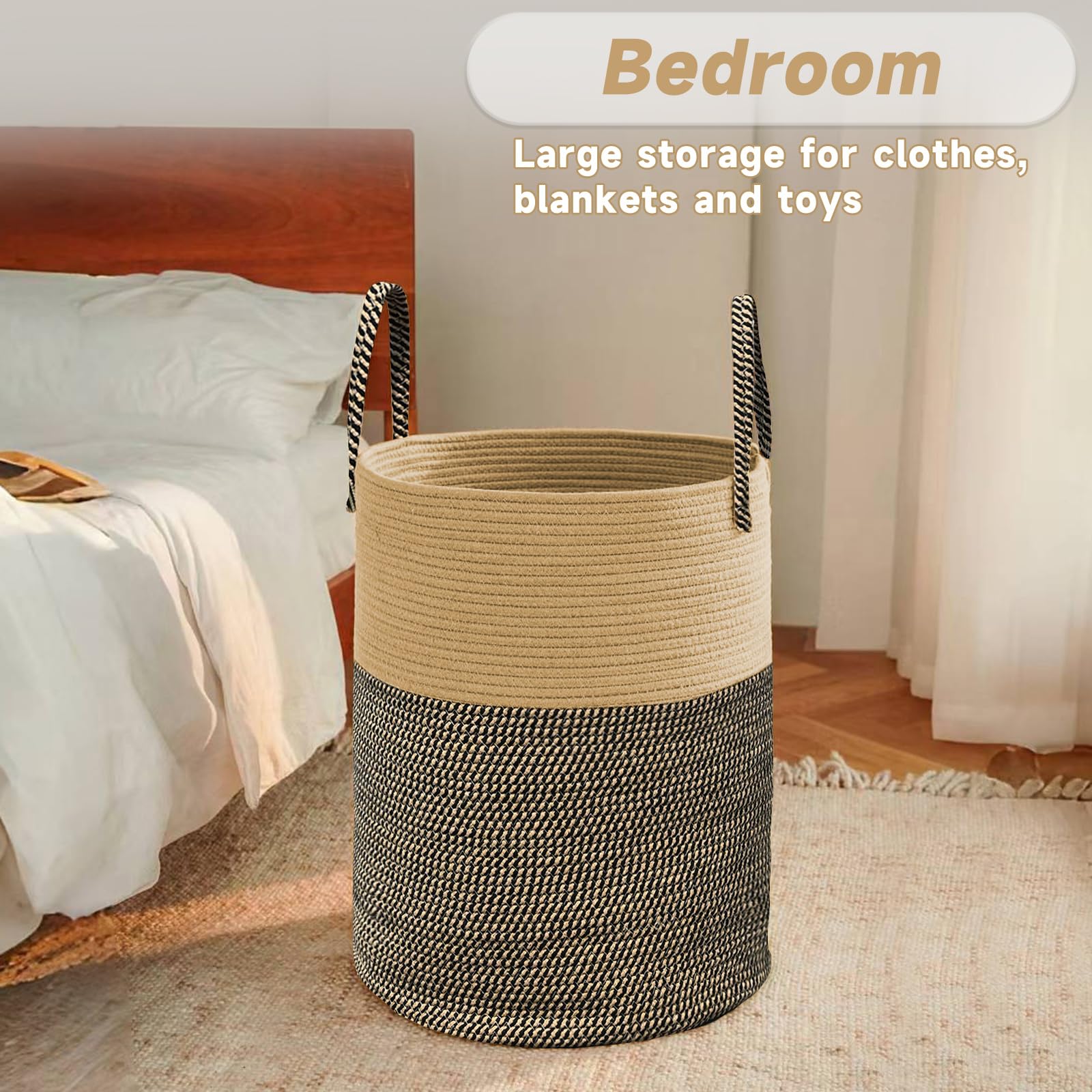 60L Cotton Rope Laundry Basket Hamper