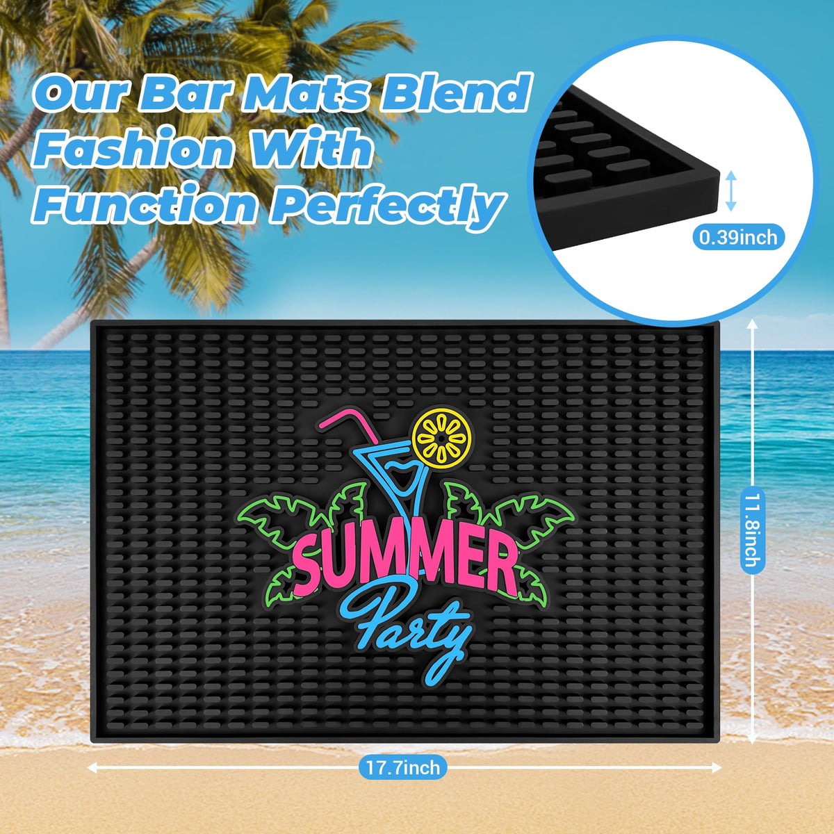 Neon Tiki Black Bar Mat 18 x 12 Inch
