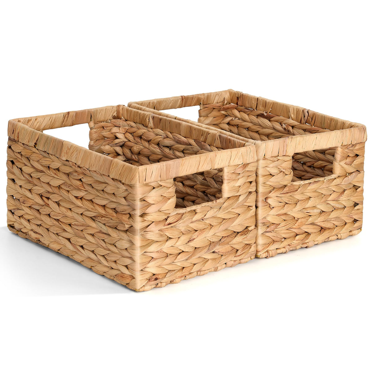 Set of 2 Wicker Shelf Storage Baskets for Organizing