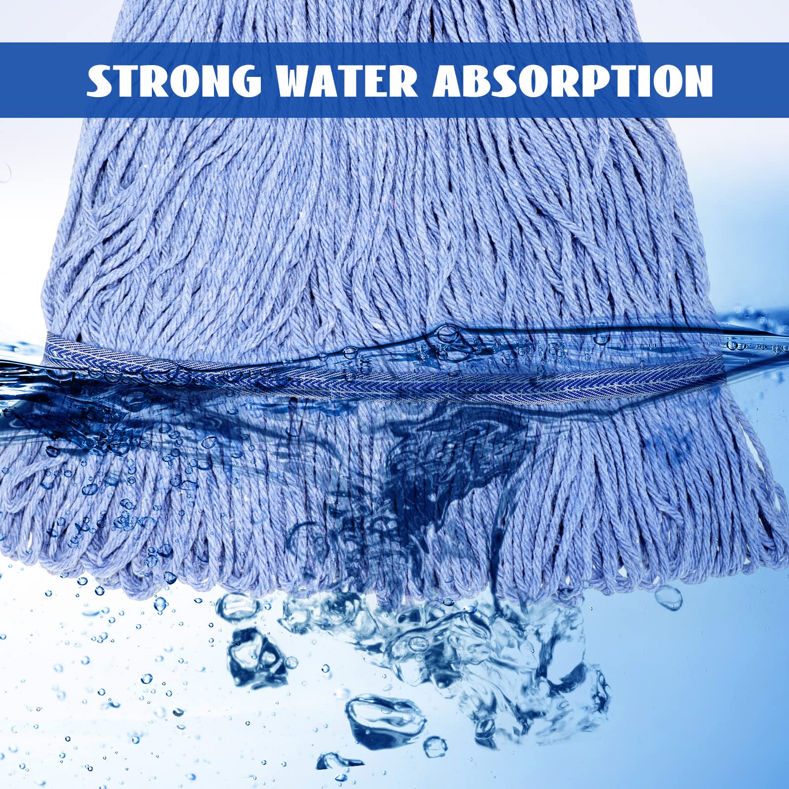 10 Pack 24oz Mop Head Replacement Commercial Cleaning Mop Head Wet String Heavy Duty Cotton Industrial Mophead for Floor Cleaning (10 Count)