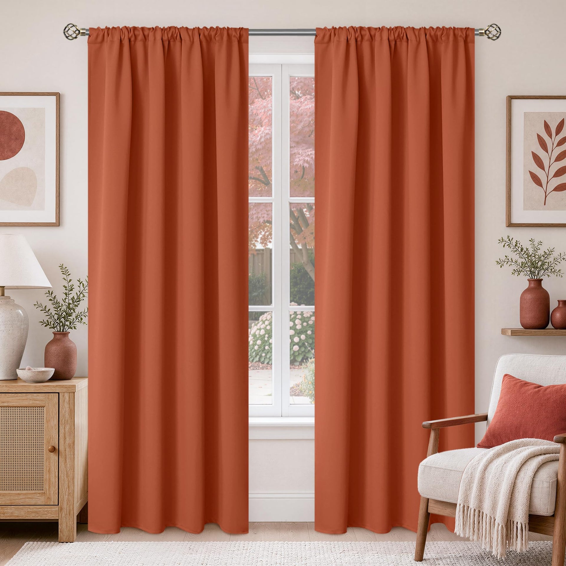 Terracotta Blackout Curtains 84 Inches Long Rod Pocket