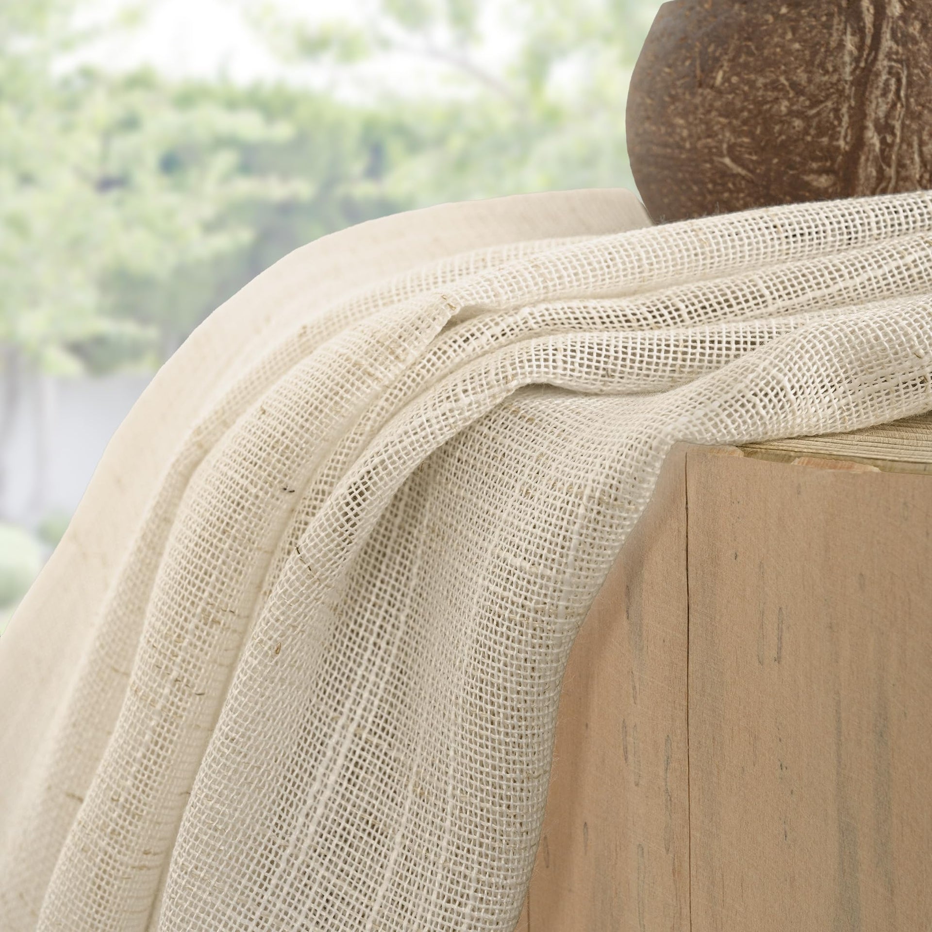 Oatmeal Linen Curtains 54 Inch Length for Living Room Window (2 Count)