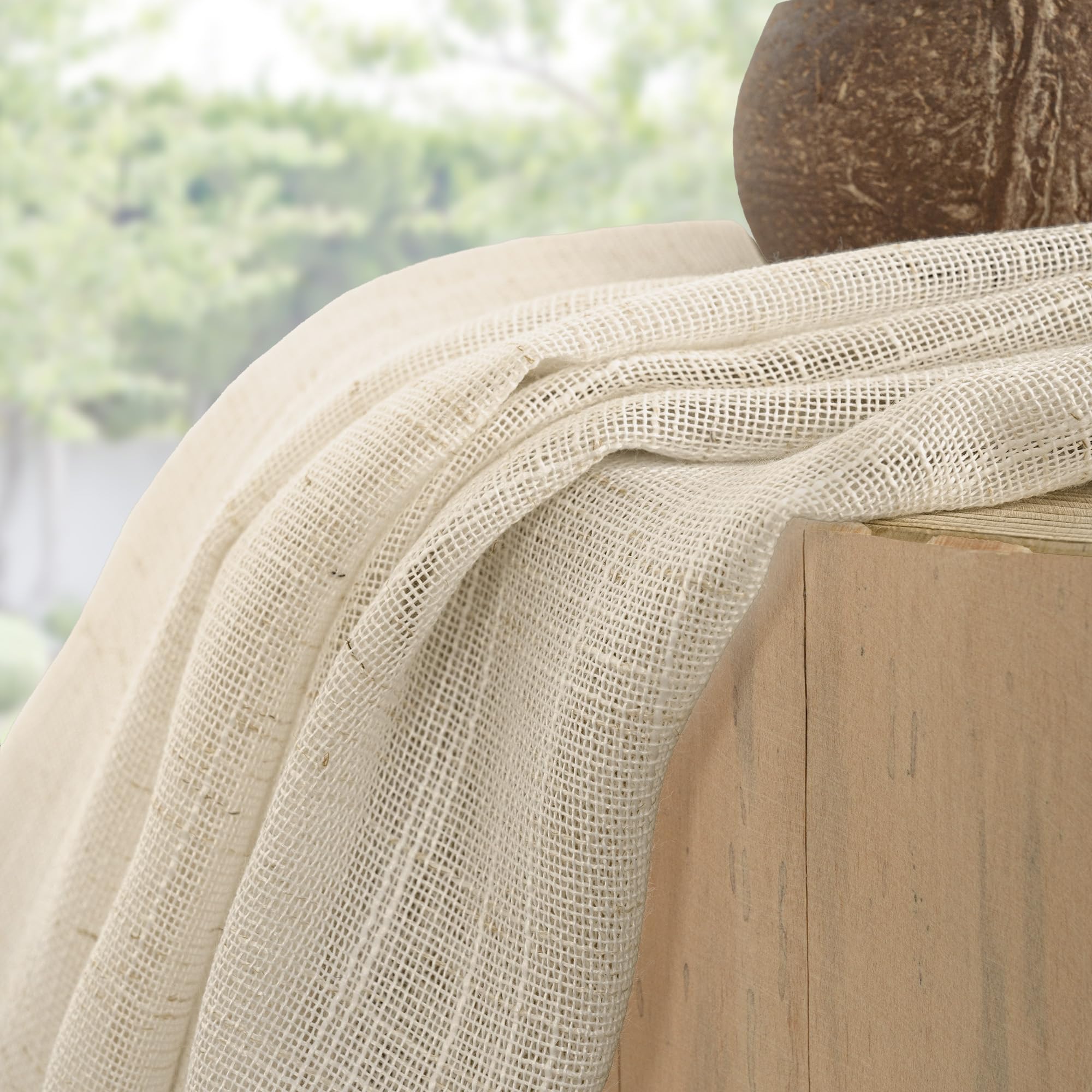 Oatmeal Linen Curtains 45 Inch Length (2 Count)