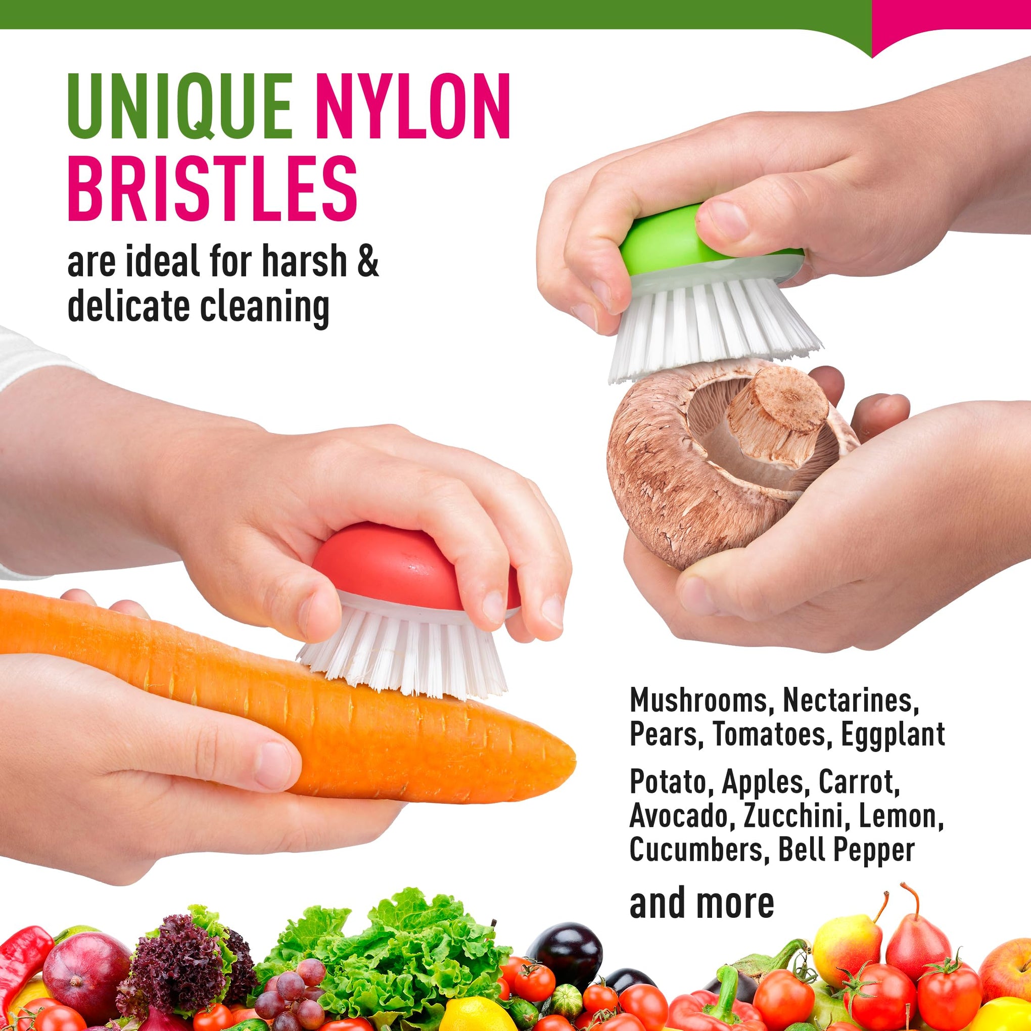 Vegetable Brush Scrubber for Food (2 Count)
