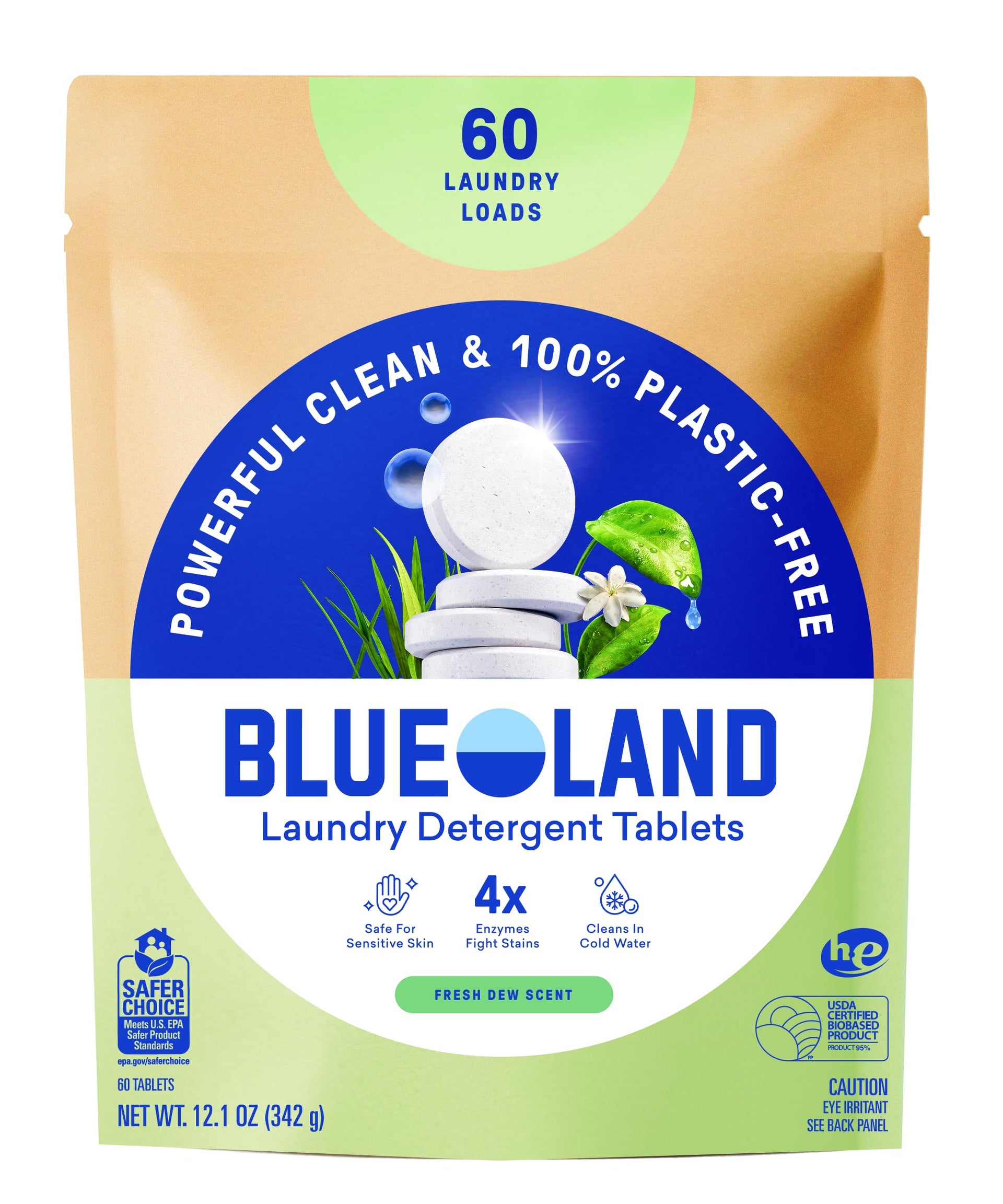 100% Plastic Free Laundry Detergent Tablets (60 Count)
