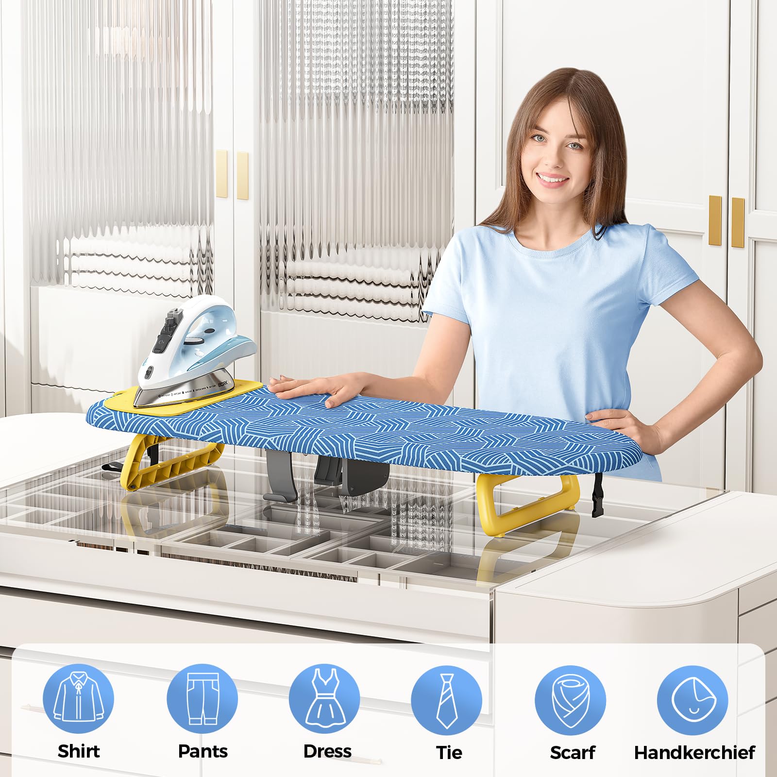 Small Ironing Board with Iron Holder
