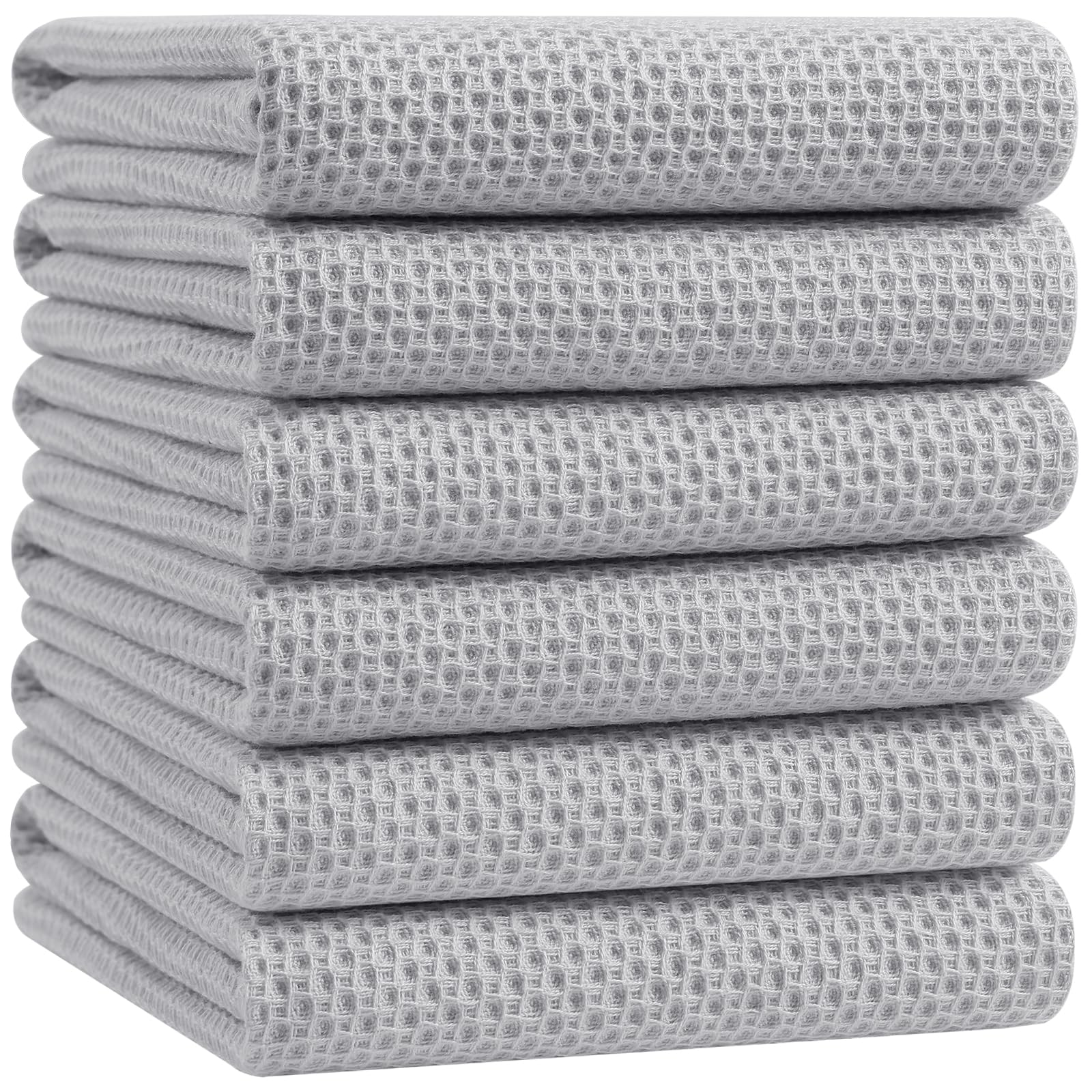 100% Cotton Oversized Waffle Weave Kitchen Towels 6 (6 Count)