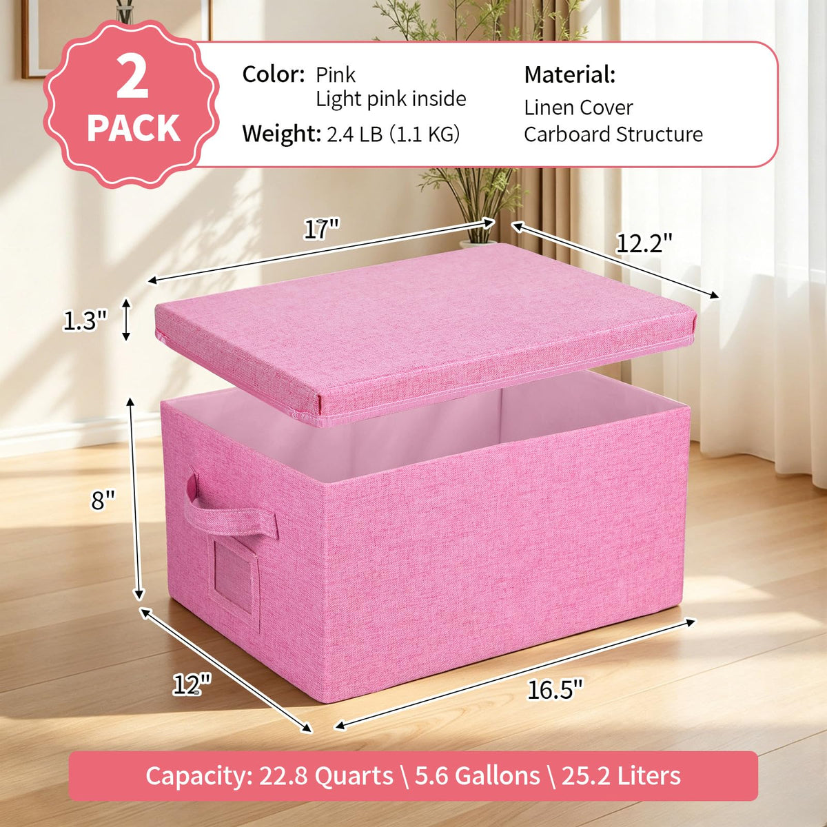 Storage Bins With Lids Closet Organizer Cabinet Box For Clothes (2 Count)