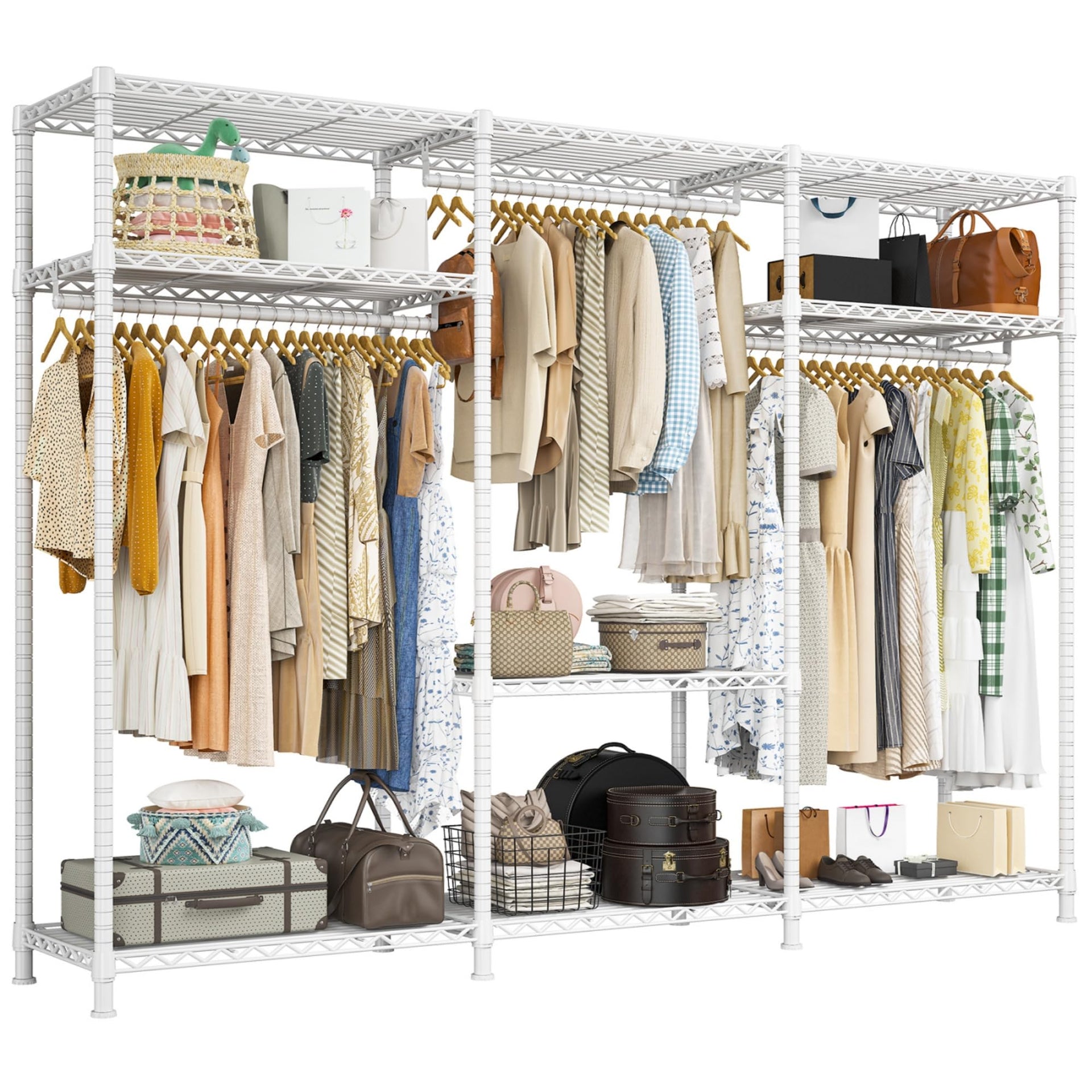Clothes Rack Heavy Duty Load 795LBS Adjustable Clothing Racks for Hanging Clothes Garment Rack