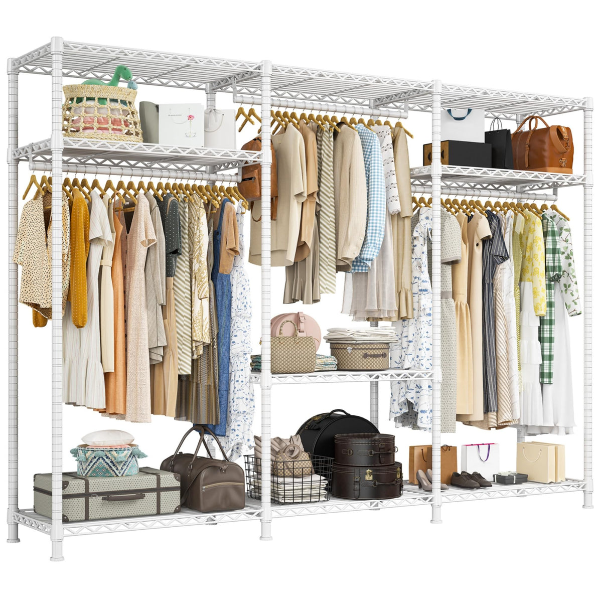 Clothes Rack Heavy Duty Load 795LBS Adjustable Clothing Racks for Hanging Clothes Garment Rack