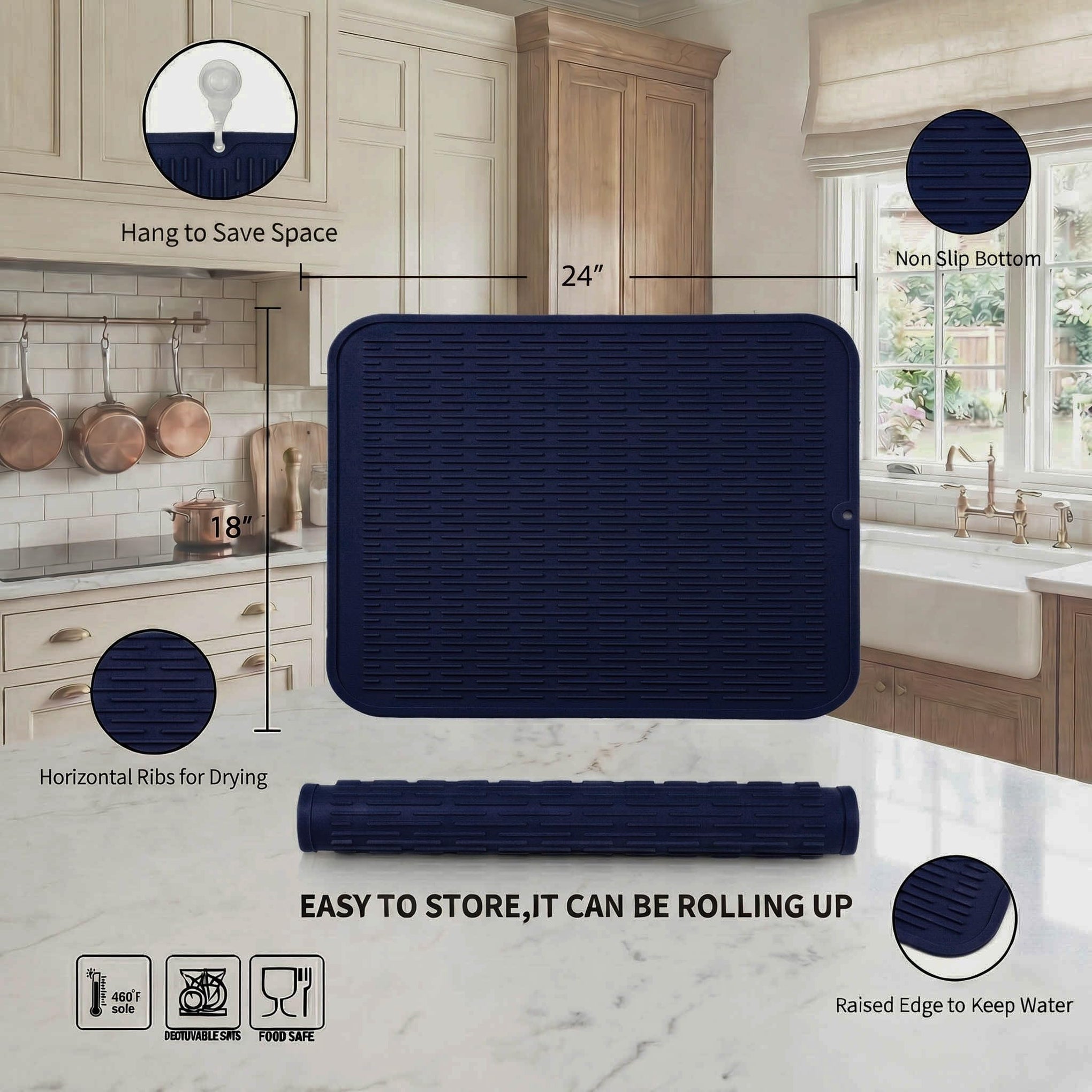 Silicone Dish Drying Mat for Multiple Usage