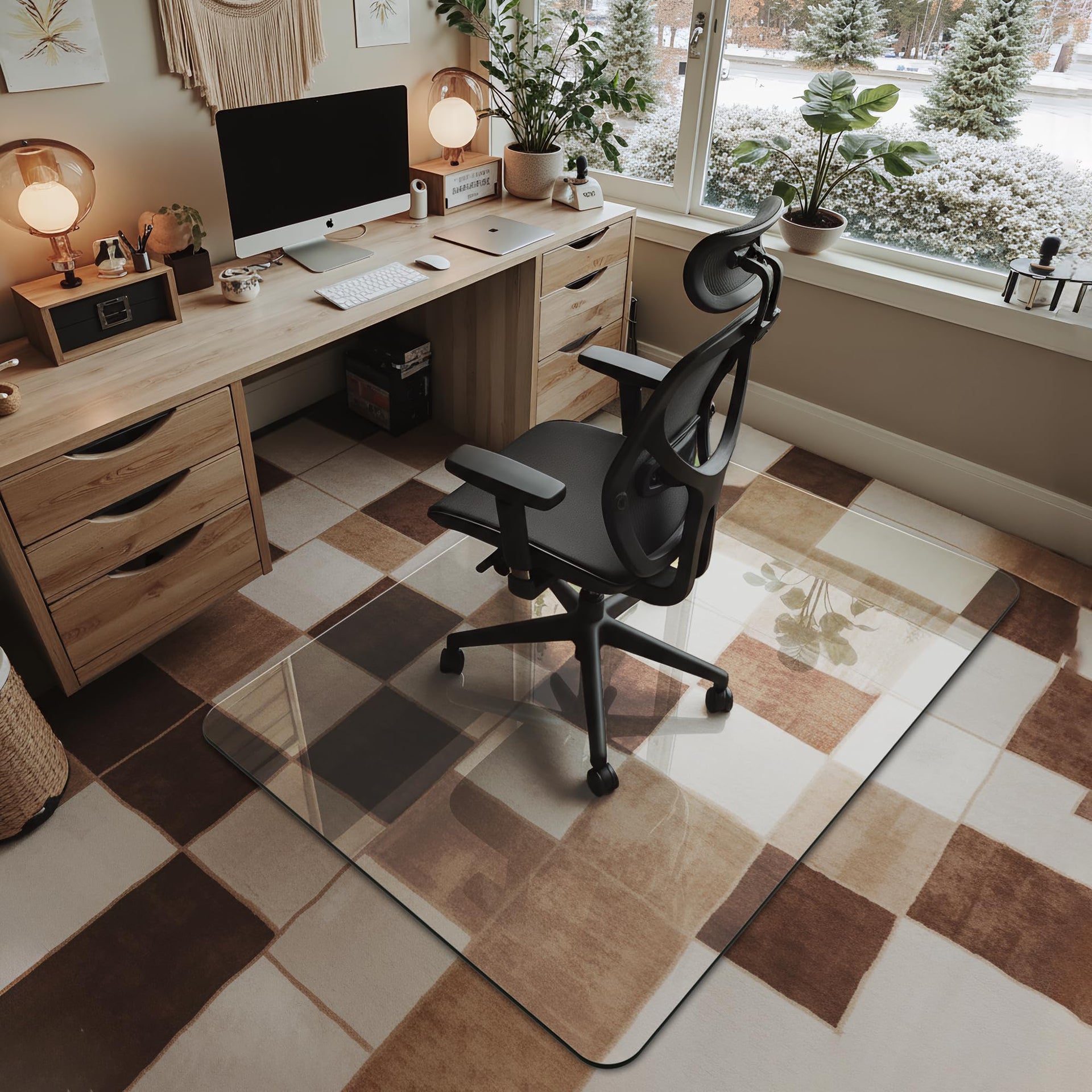 36"x48" Tempered Glass Chair Mat for Carpet & Hardwood Floors