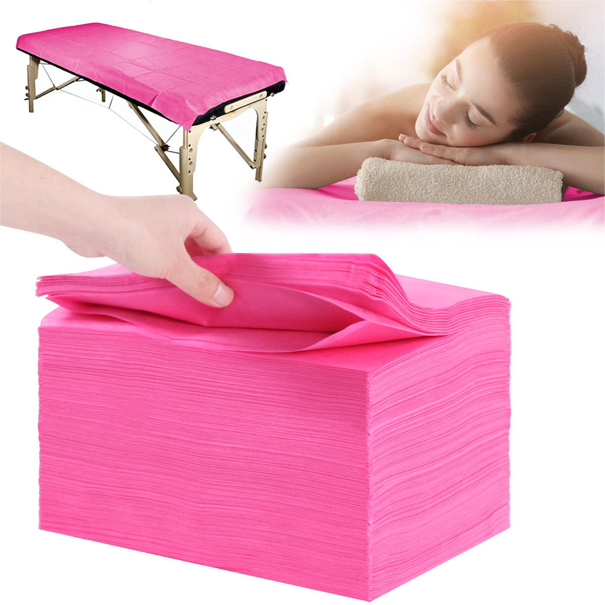 Disposable Bed Sheets 100 Pcs 31" x 71" Massage Table Sheets Non Woven Fabric SPA Bed Cover Breathable for Massage Beauty Tattoos (100 Count)