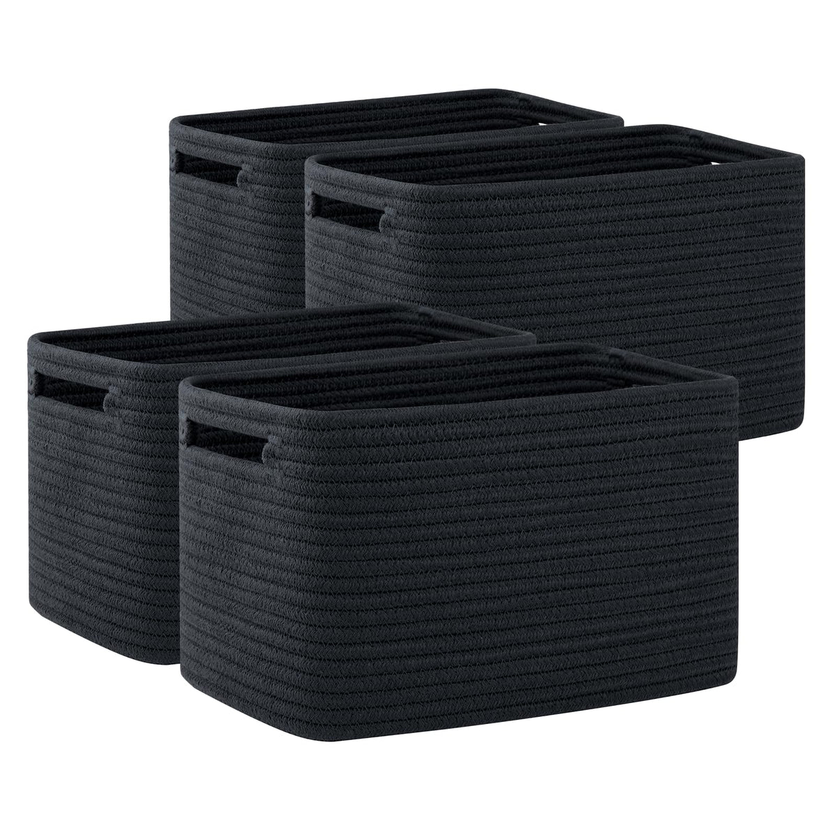 4 Pack Storage Baskets for Organizing 15L Cube Storage Bins Black (4 Count)