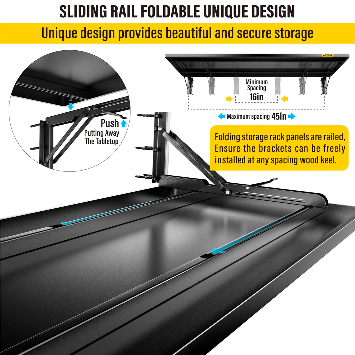1.3x4ft Adjustable Rail Type Folding Storage Rack Shelf