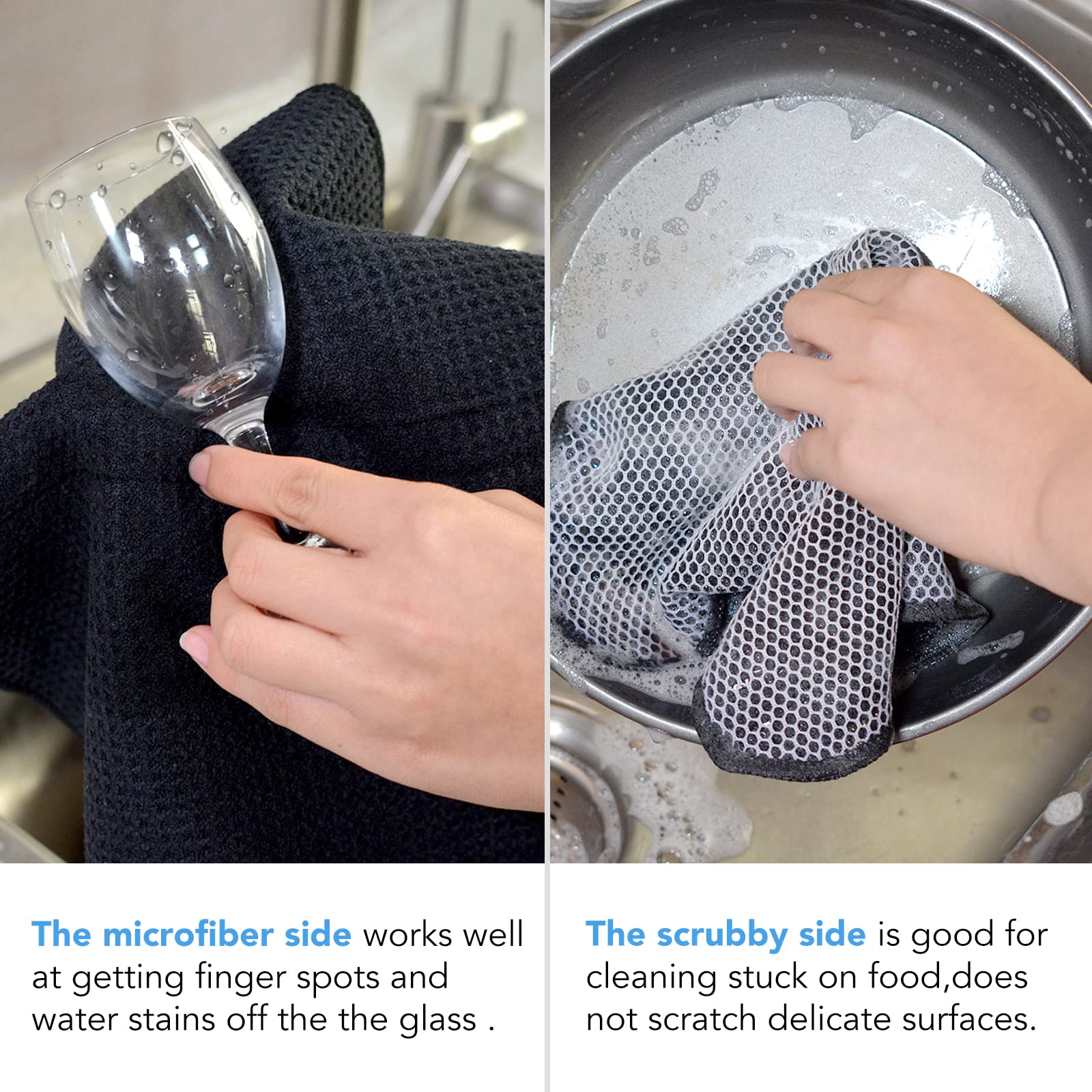 Dish Cloths for Washing Dishes with Scrub Side (6 Count)