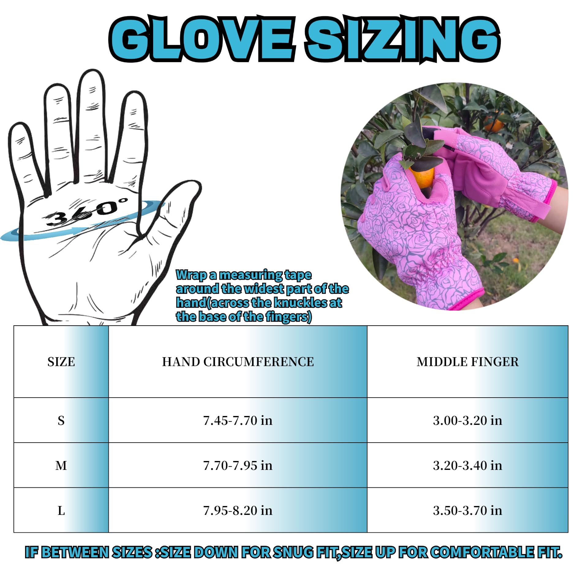 Gardening Gloves with Rose Floral Pattern