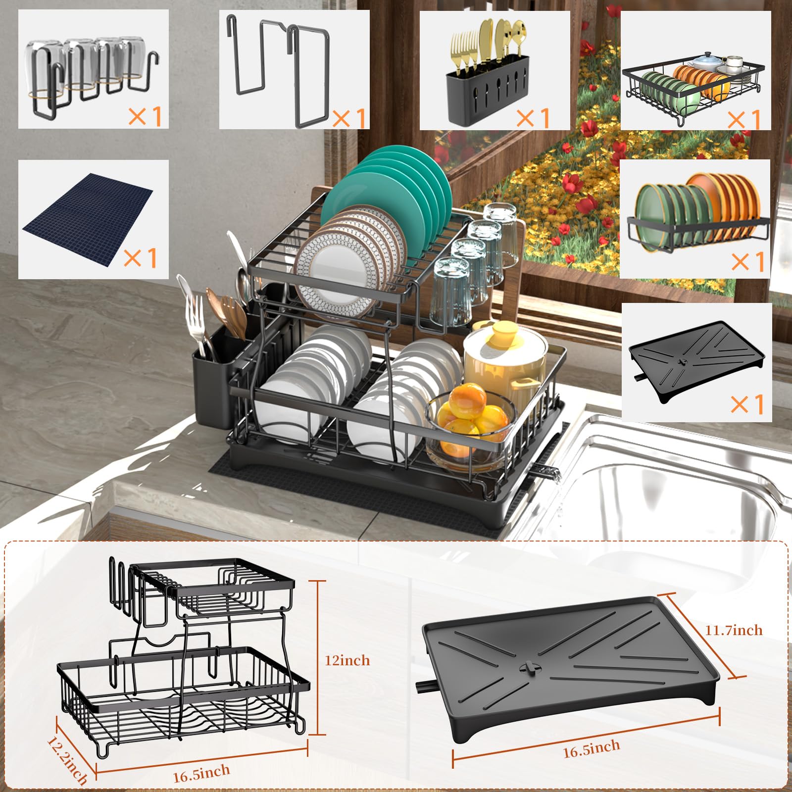 2 Tier Dish Drying Rack