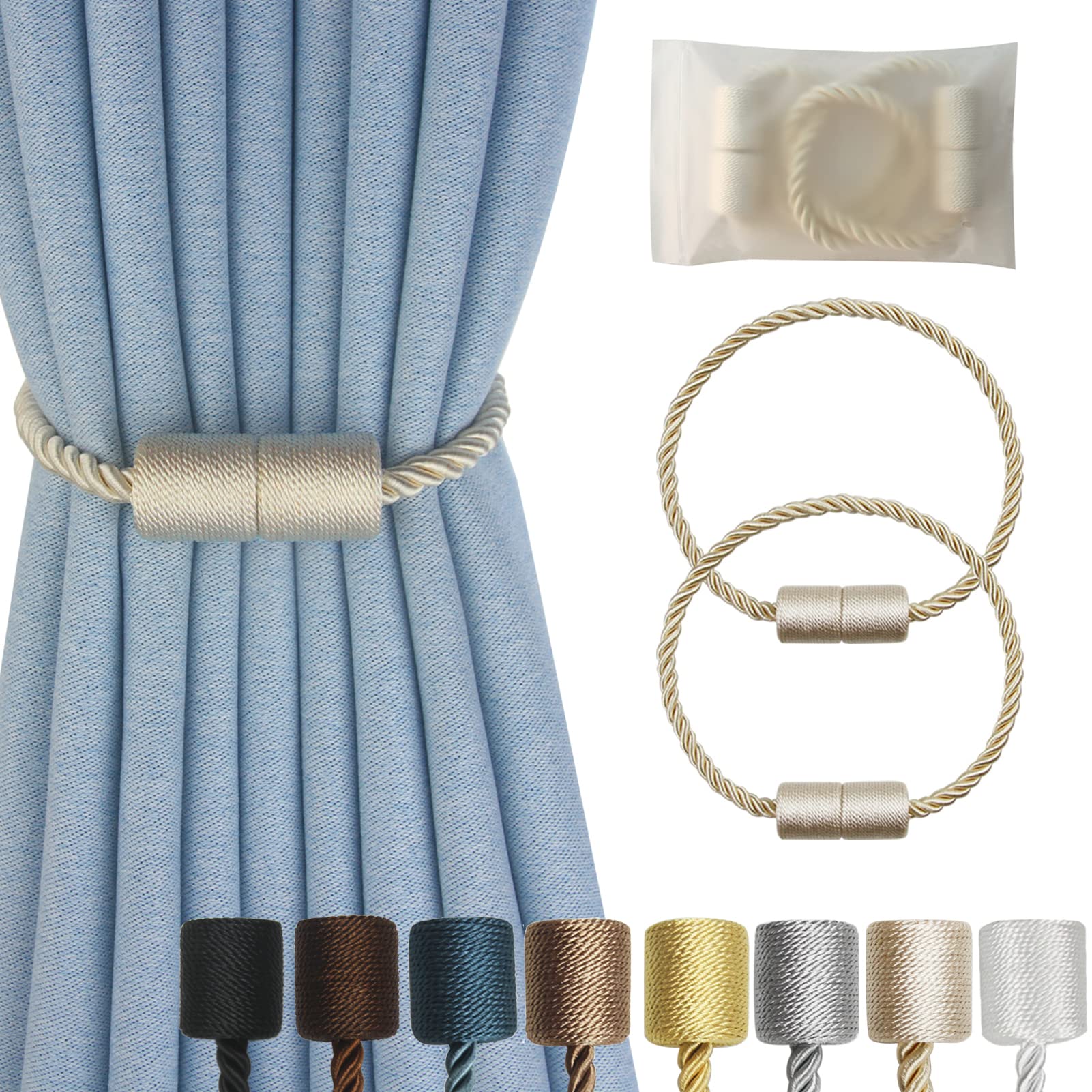 Magnetic Curtain Tiebacks Decorative Holdbacks Rope Tie Back Drapes Hangtty