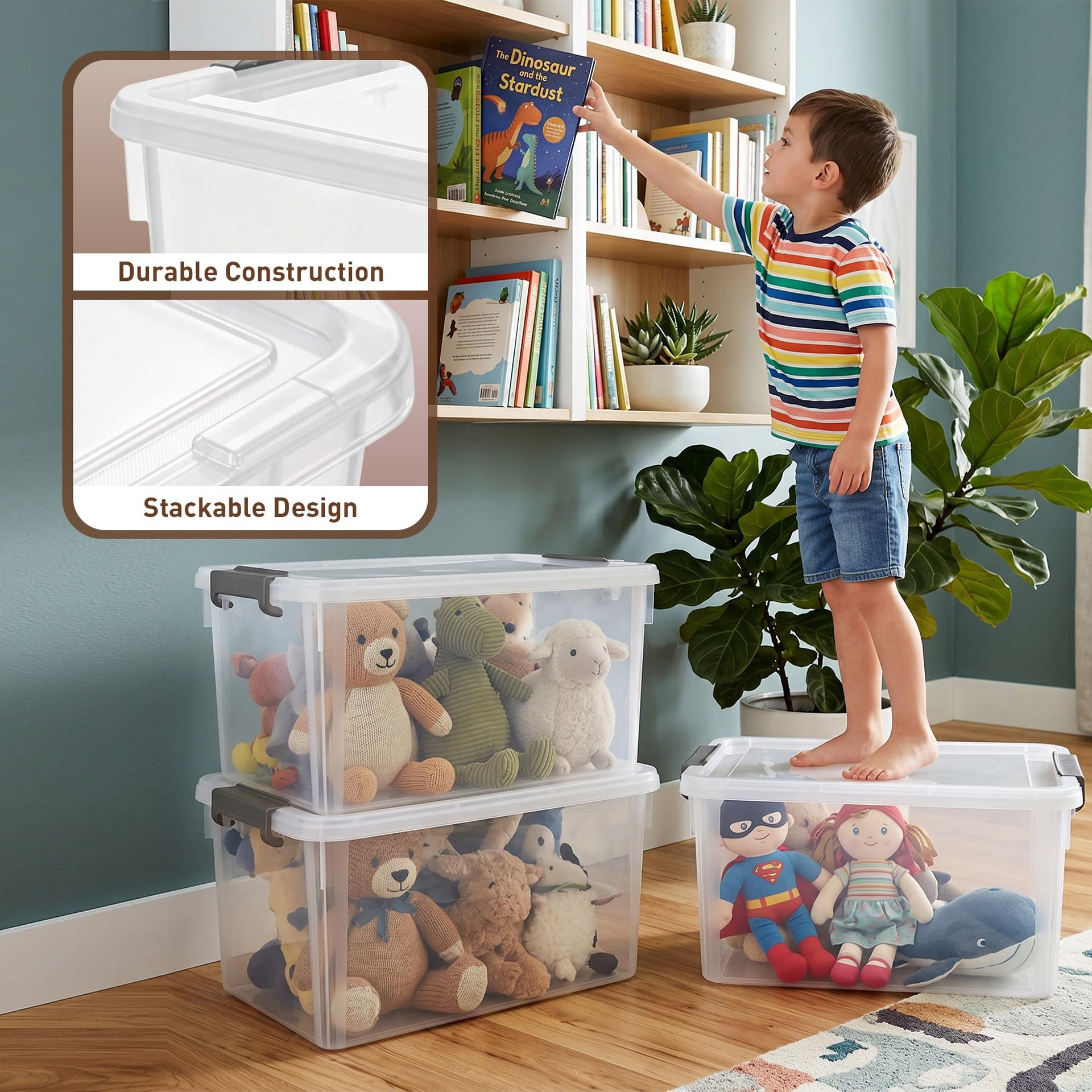 32 QT Plastic Storage Bins with Latching Lids Stackable Storage Containers for Organizing Large Clear Storage Box for Garage (2 Count)